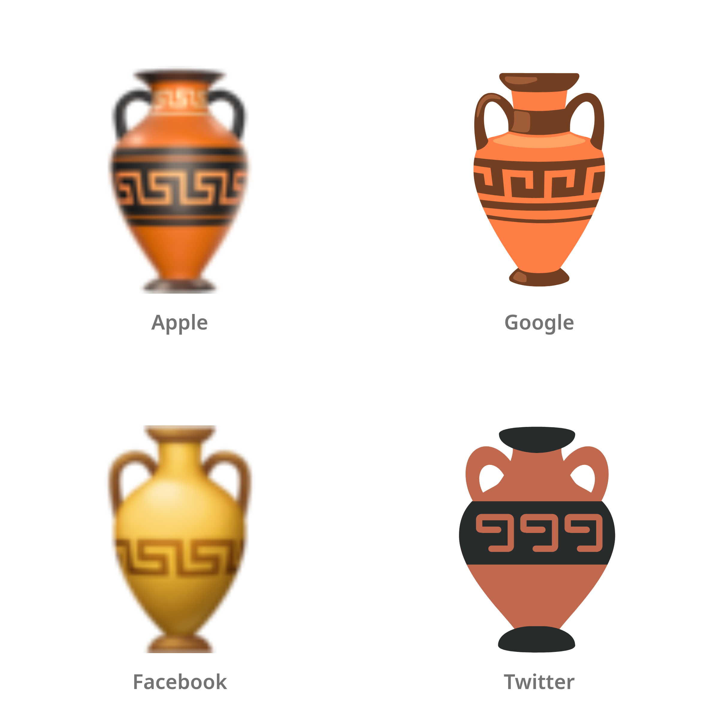 De emoji amfora in Apple-, Google-, Facebook- en Twitter-stijl