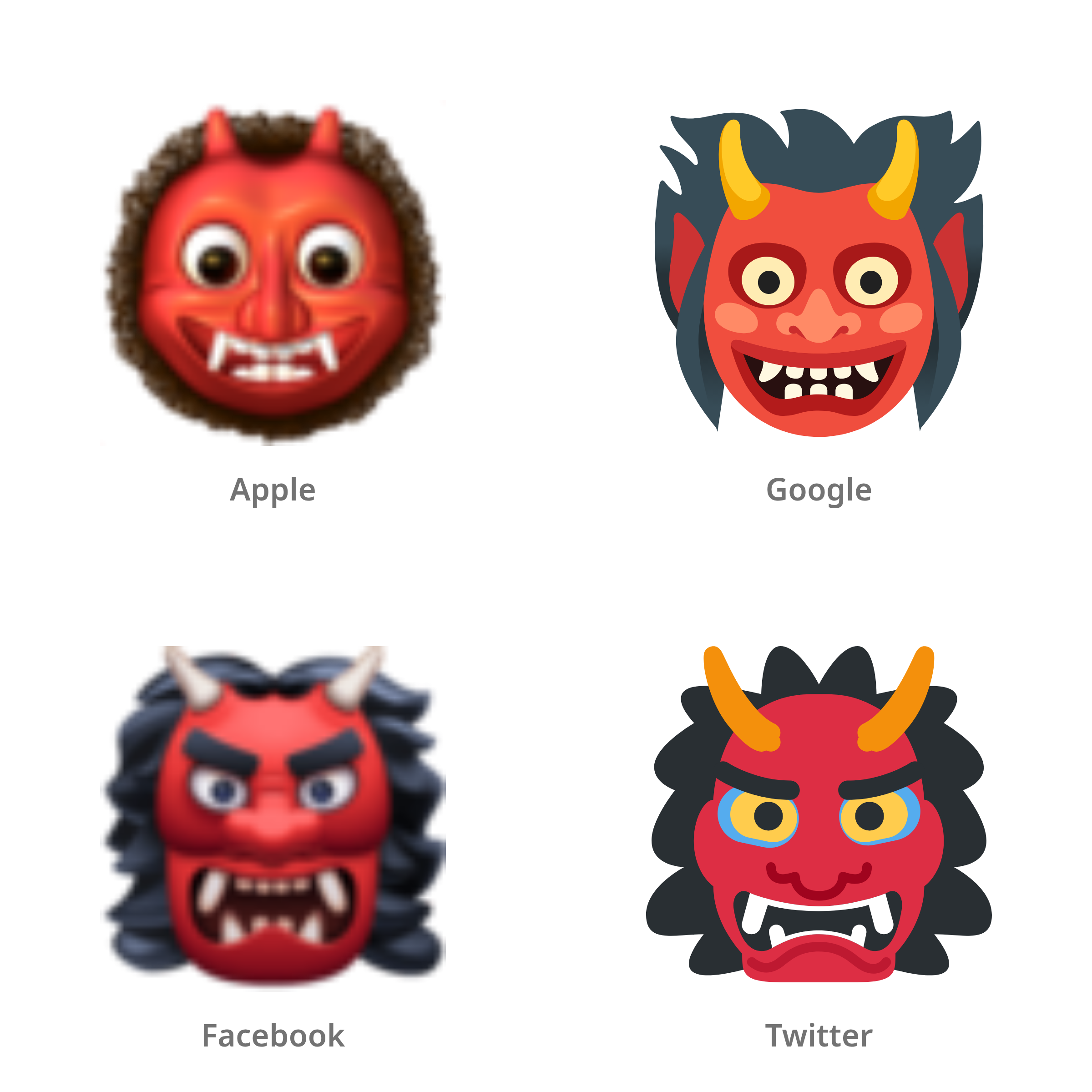 De emoji boeman in Apple-, Google-, Facebook- en Twitter-stijl