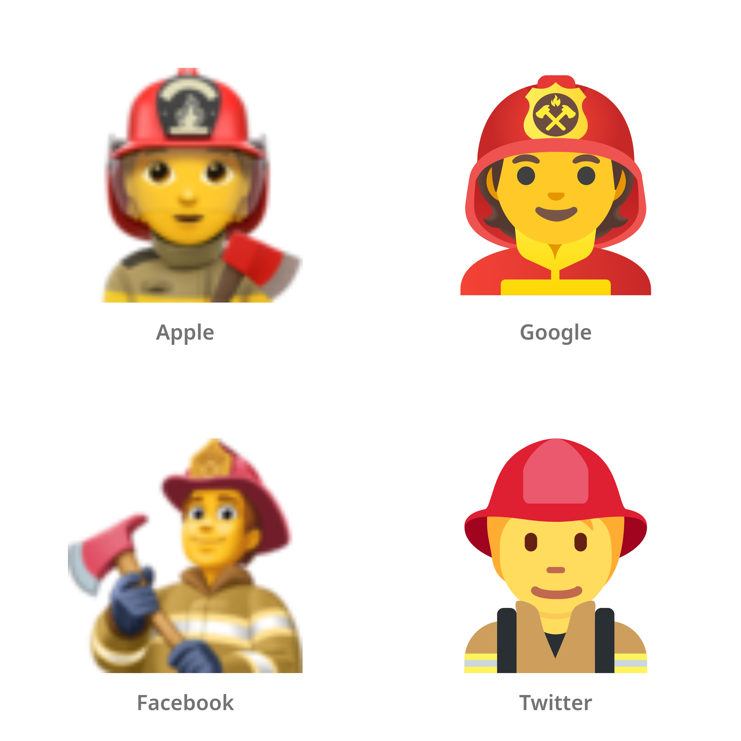 De emoji brandweerman in Apple-, Google-, Facebook- en Twitter-stijl