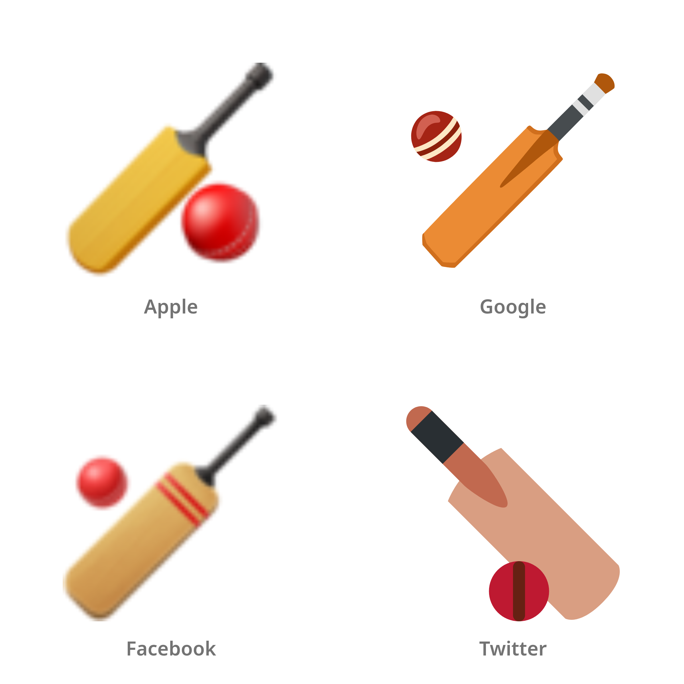 De emoji cricket in Apple-, Google-, Facebook- en Twitter-stijl