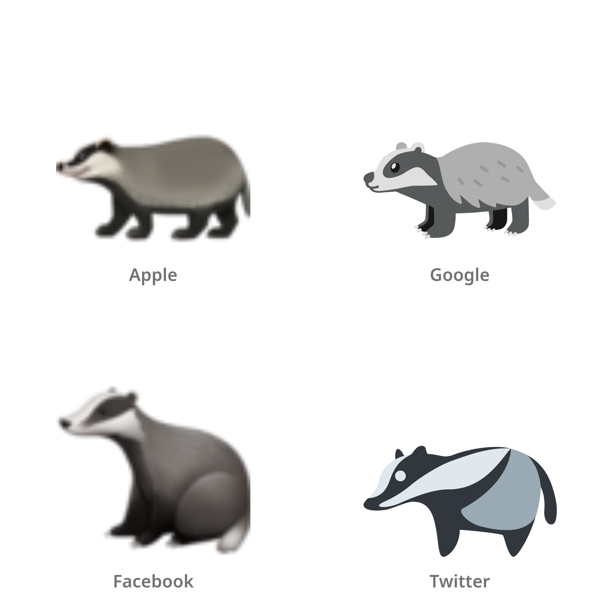 De emoji das in Apple-, Google-, Facebook- en Twitter-stijl