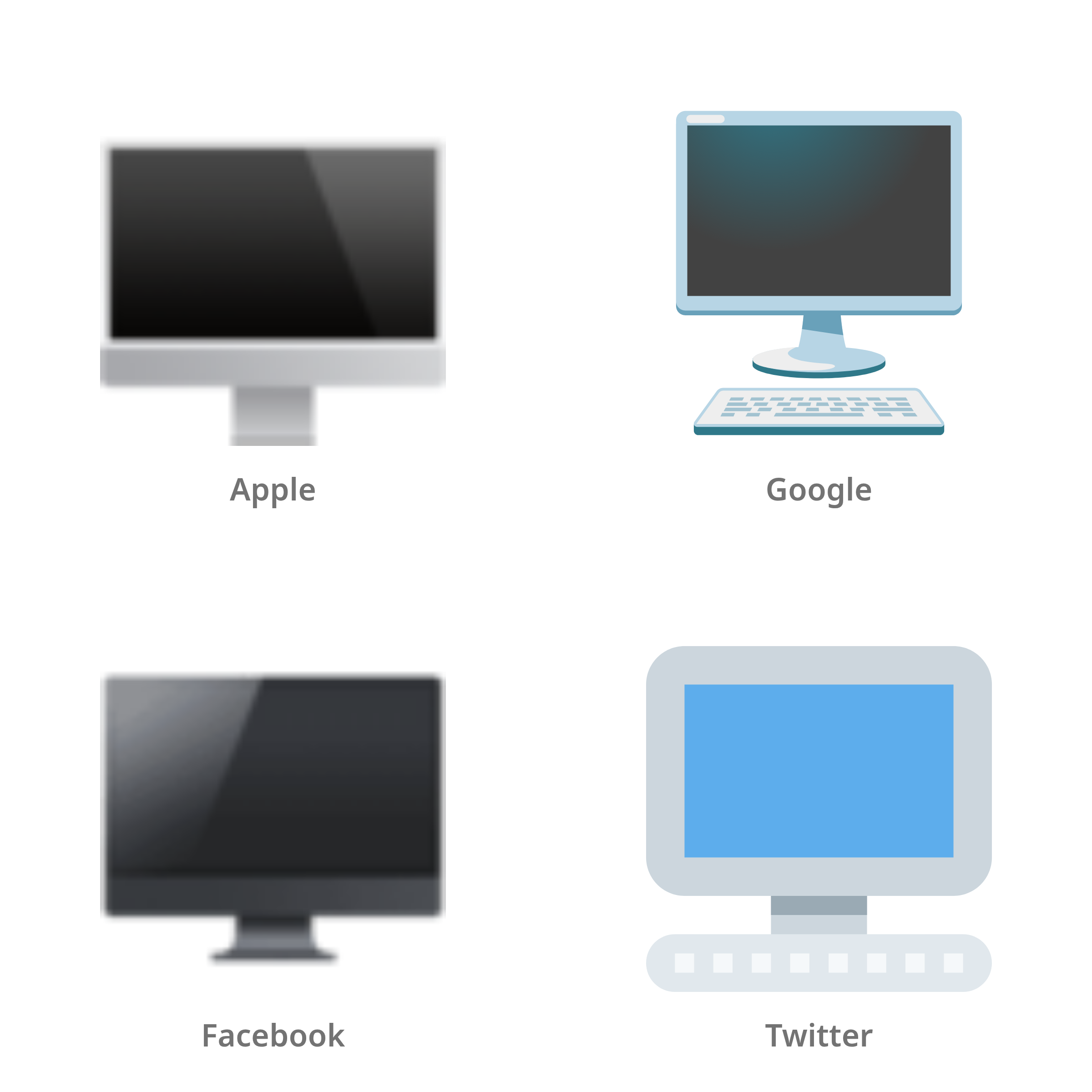 De emoji desktop in Apple-, Google-, Facebook- en Twitter-stijl