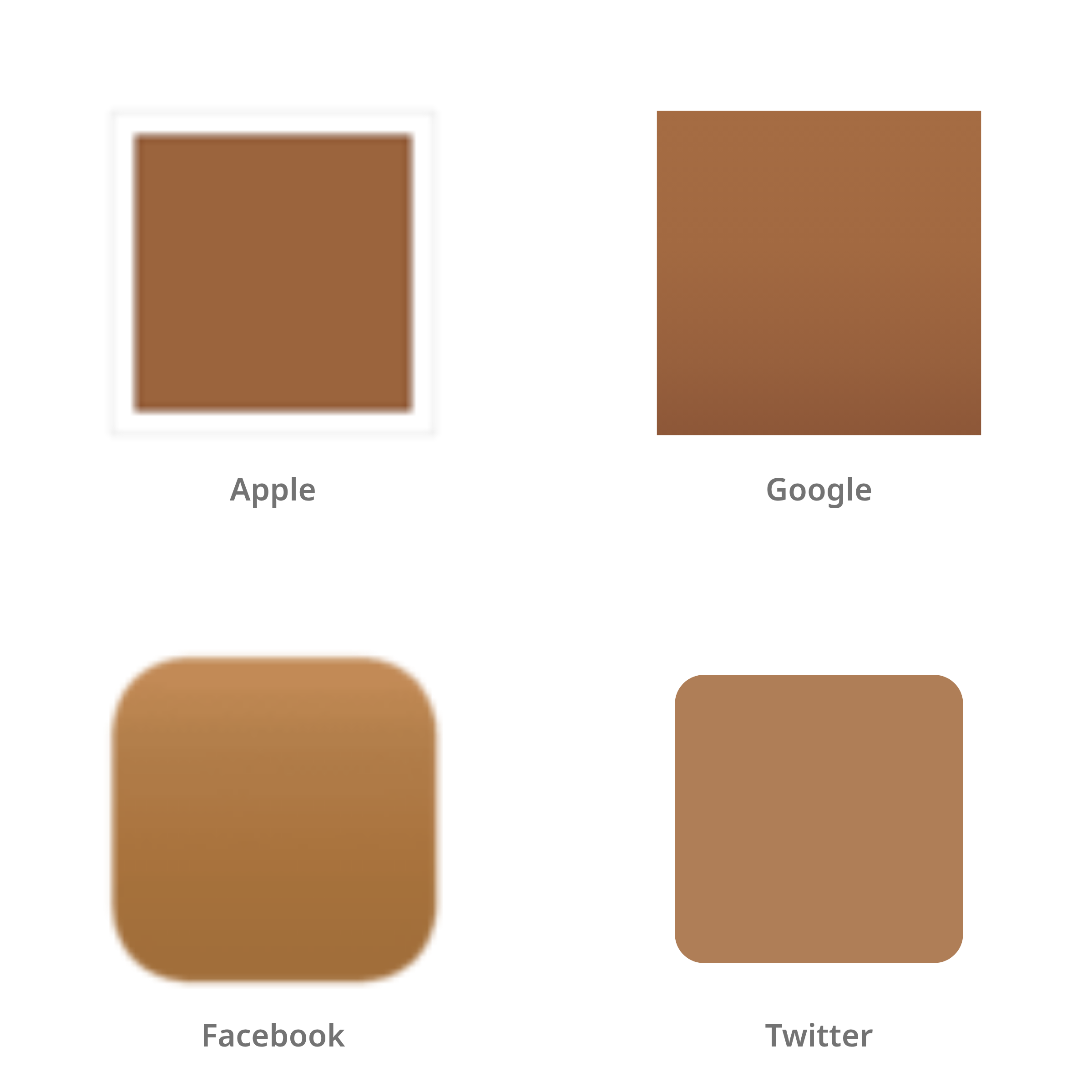 De emoji donkergetinte huidskleur in Apple-, Google-, Facebook- en Twitter-stijl