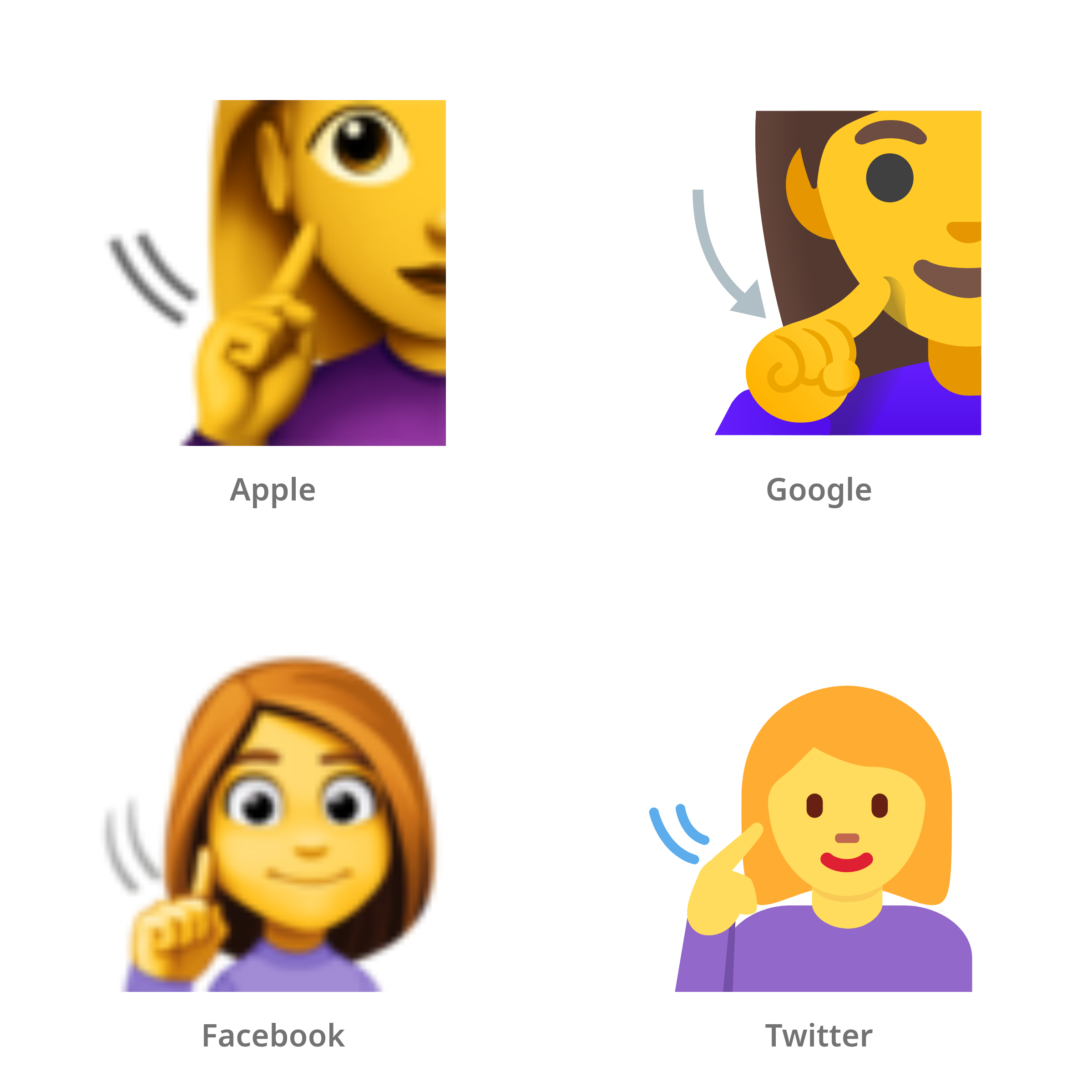 De emoji dove vrouw in Apple-, Google-, Facebook- en Twitter-stijl