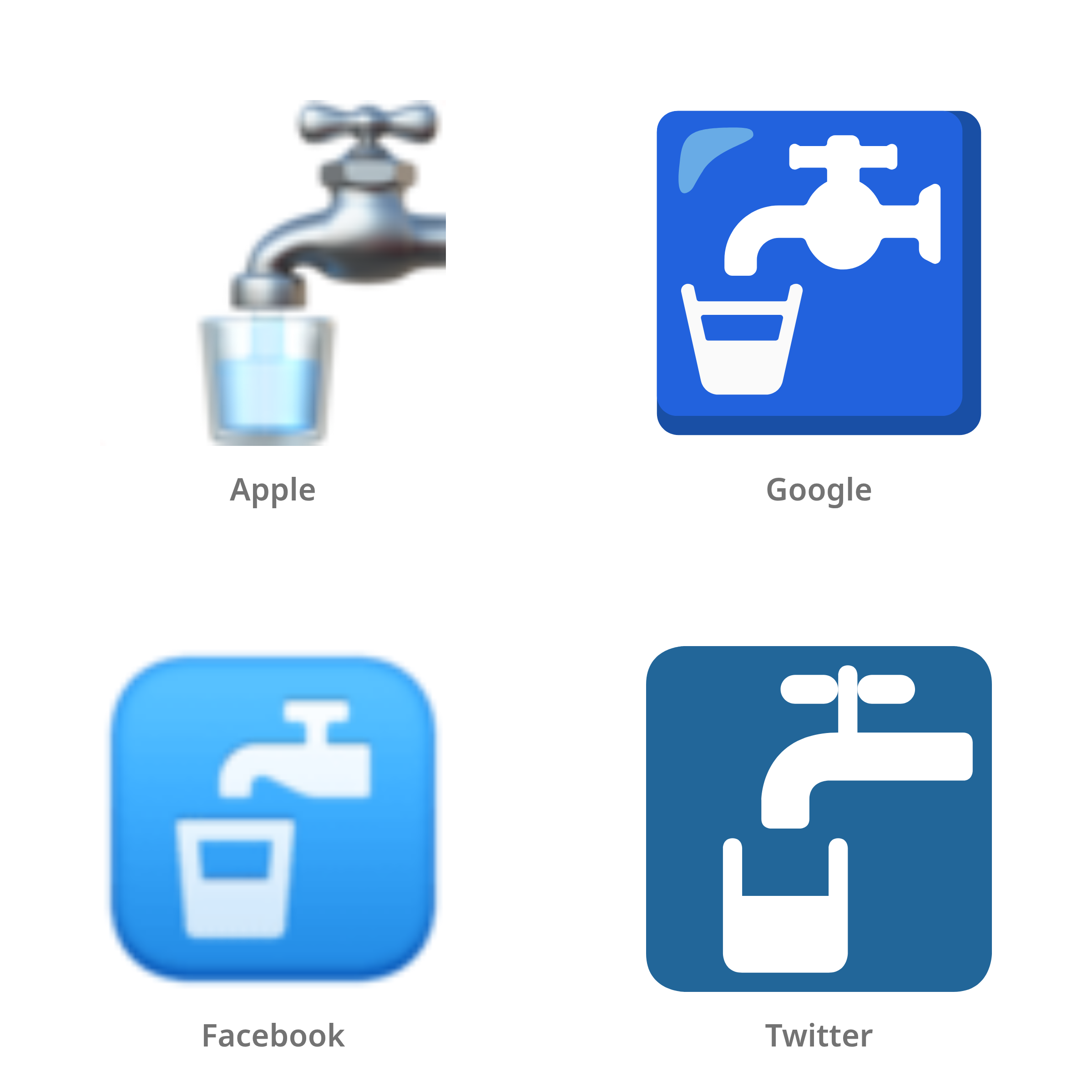 De emoji drinkwater in Apple-, Google-, Facebook- en Twitter-stijl