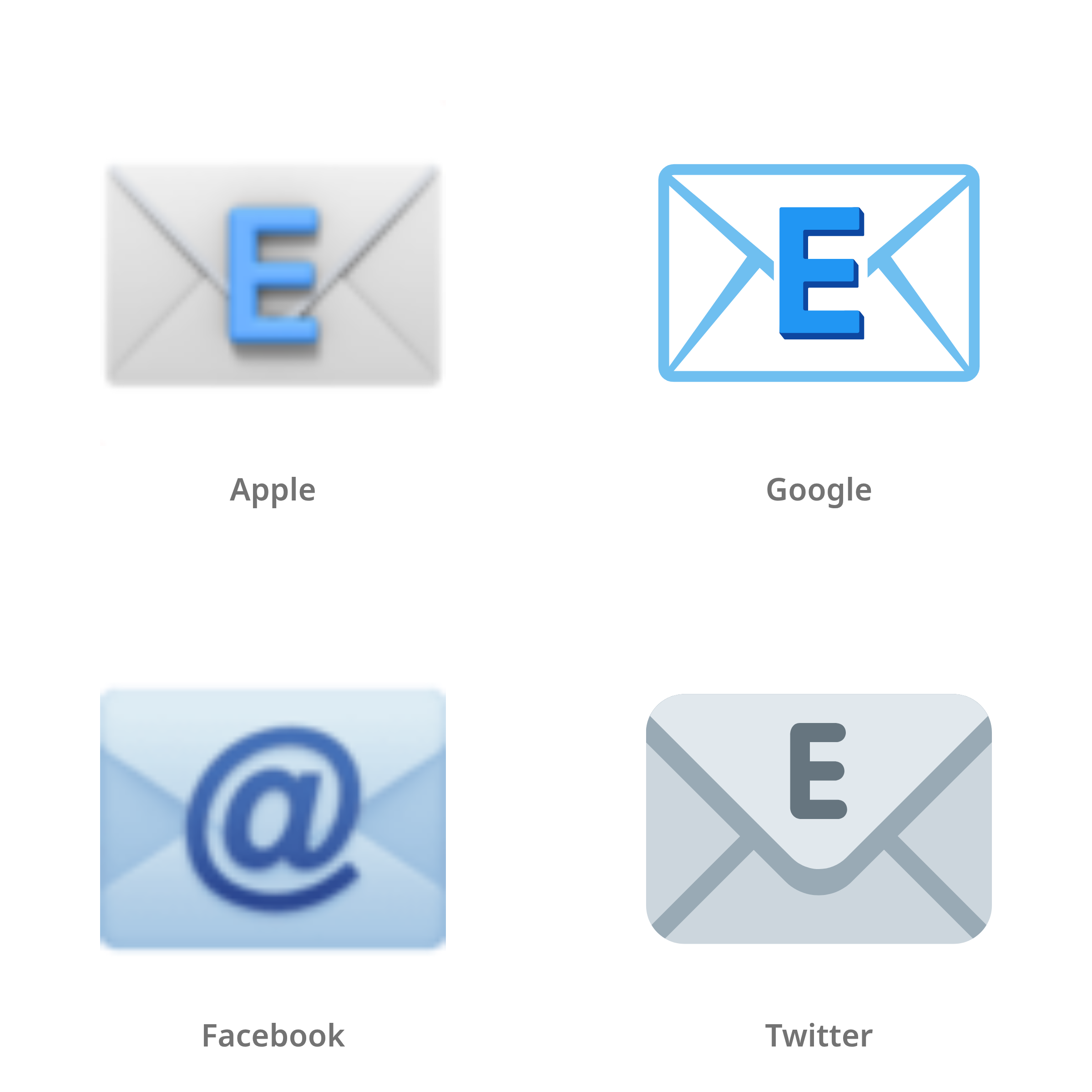 De emoji e-mail in Apple-, Google-, Facebook- en Twitter-stijl