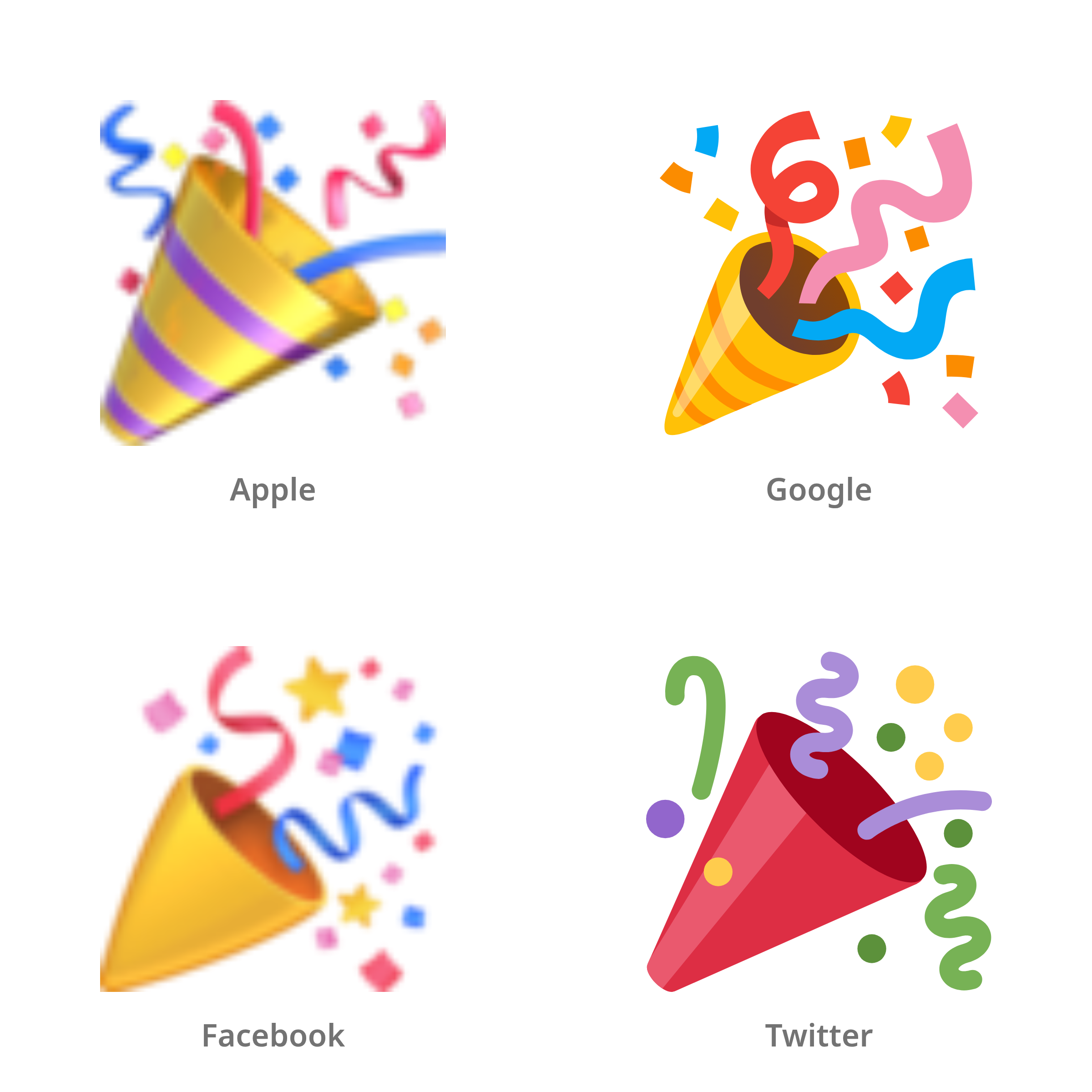 De emoji feestknaller in Apple-, Google-, Facebook- en Twitter-stijl