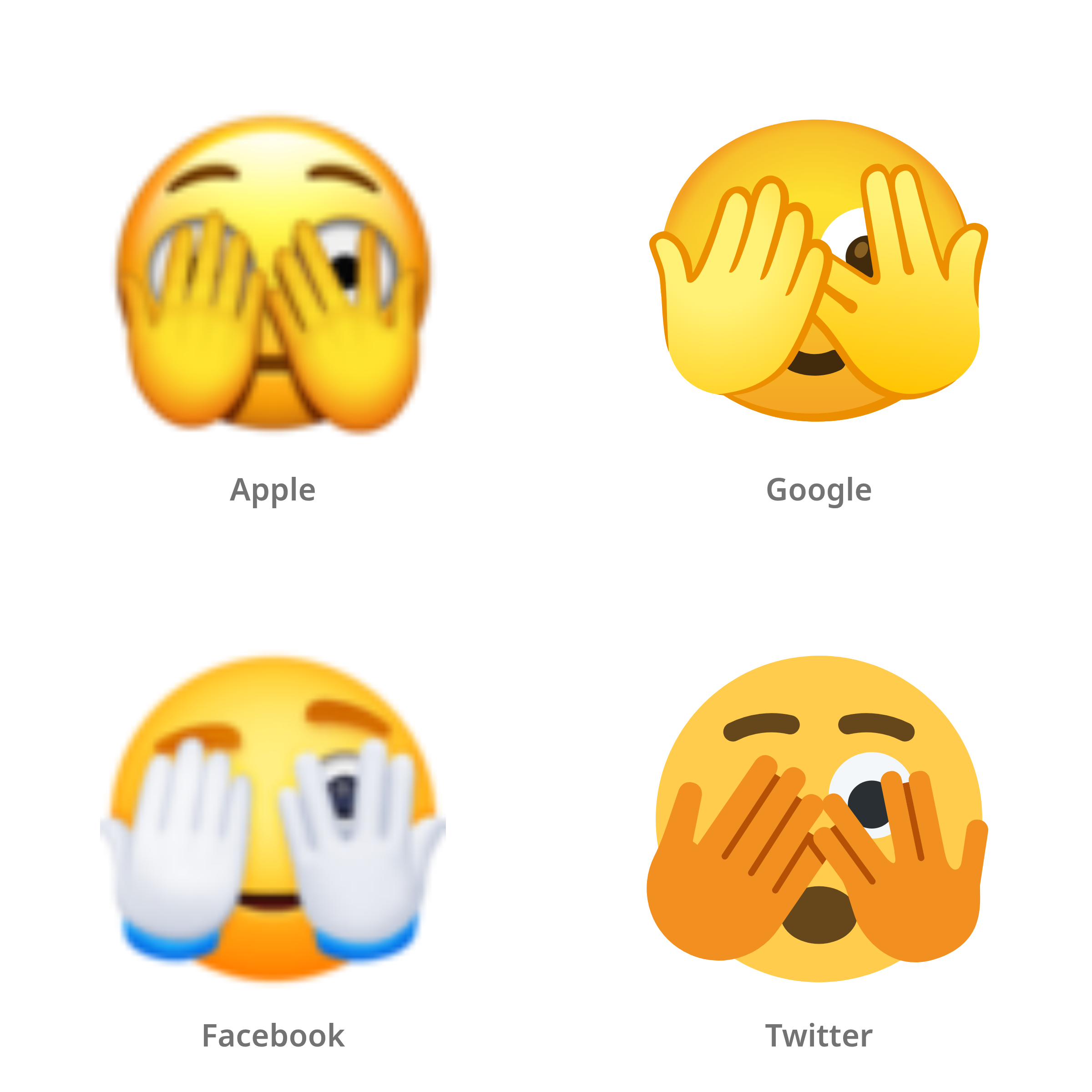 De emoji gezicht met glurend oog in Apple-, Google-, Facebook- en Twitter-stijl