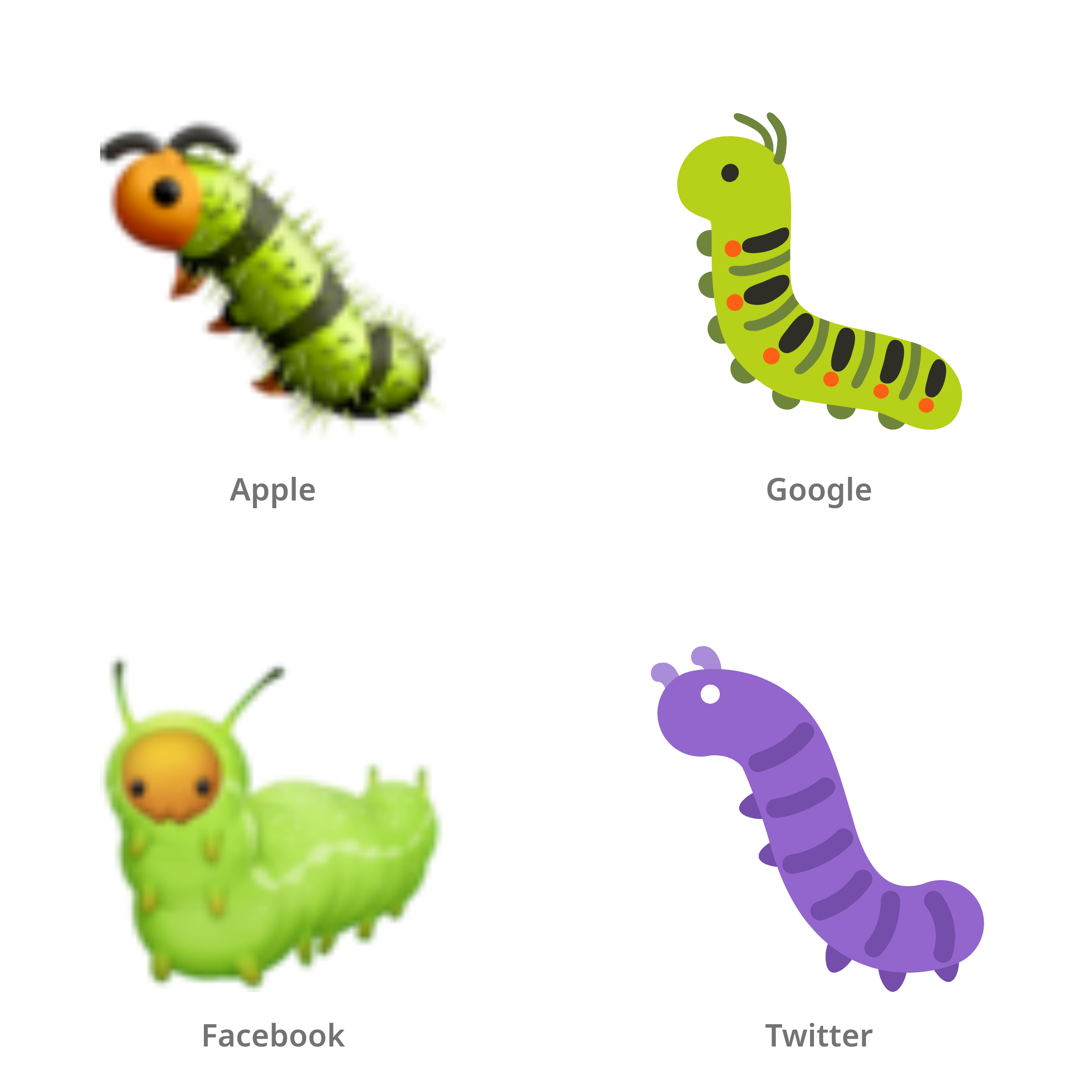 De emoji insect in Apple-, Google-, Facebook- en Twitter-stijl