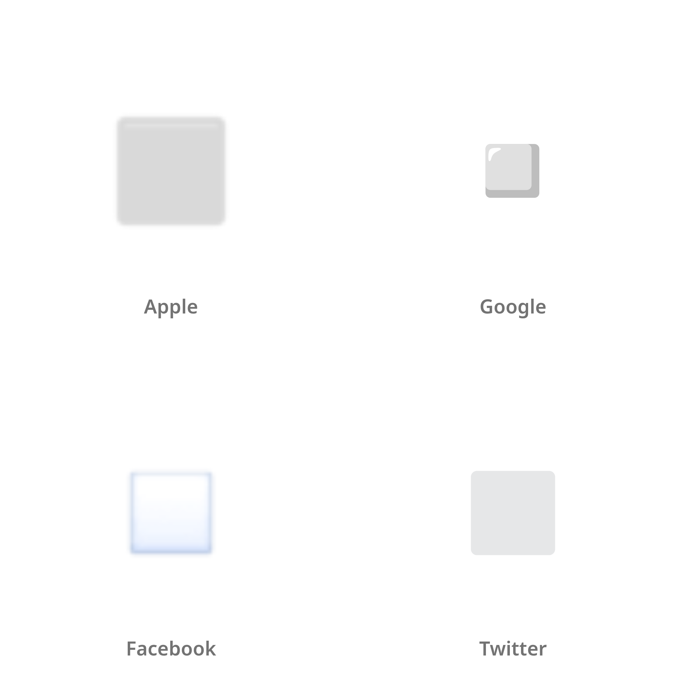 De emoji klein wit vierkant in Apple-, Google-, Facebook- en Twitter-stijl