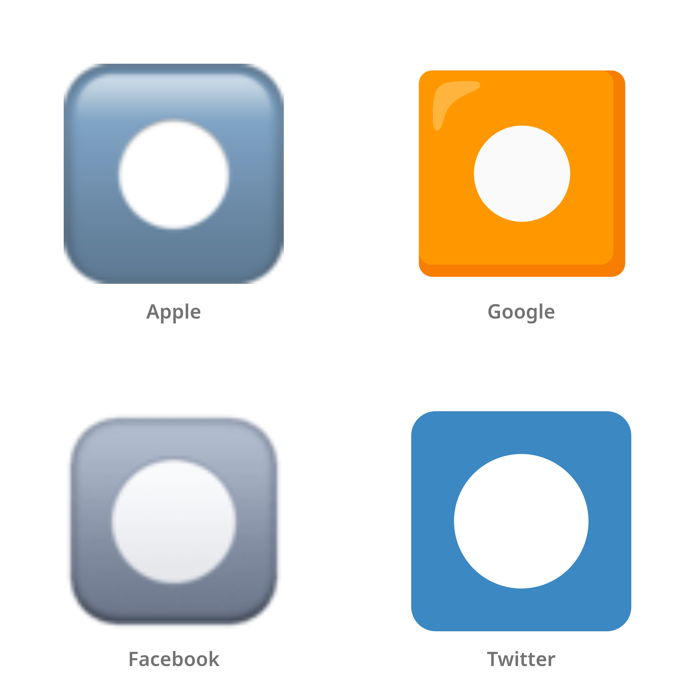 De emoji knop voor opnemen in Apple-, Google-, Facebook- en Twitter-stijl