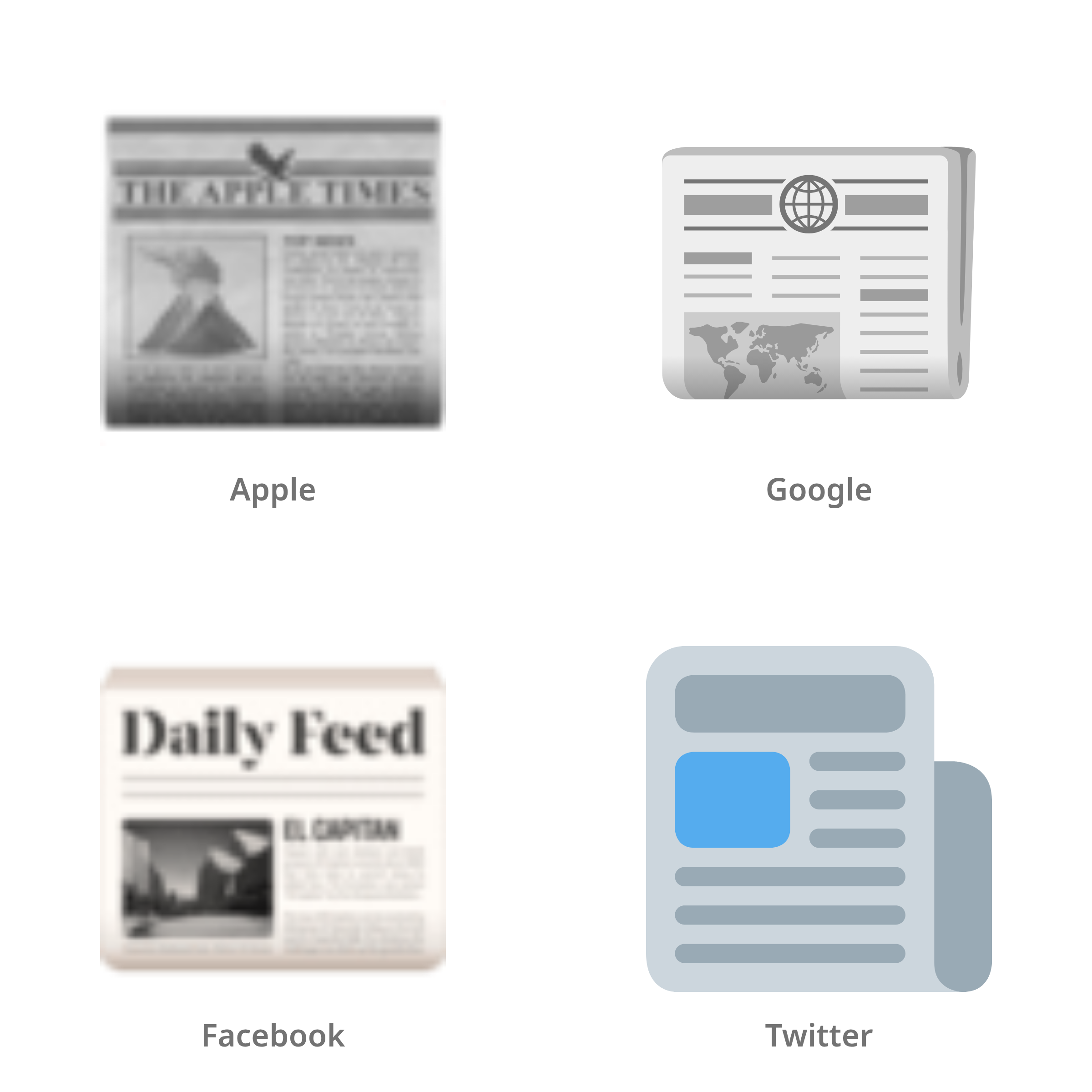 De emoji krant in Apple-, Google-, Facebook- en Twitter-stijl