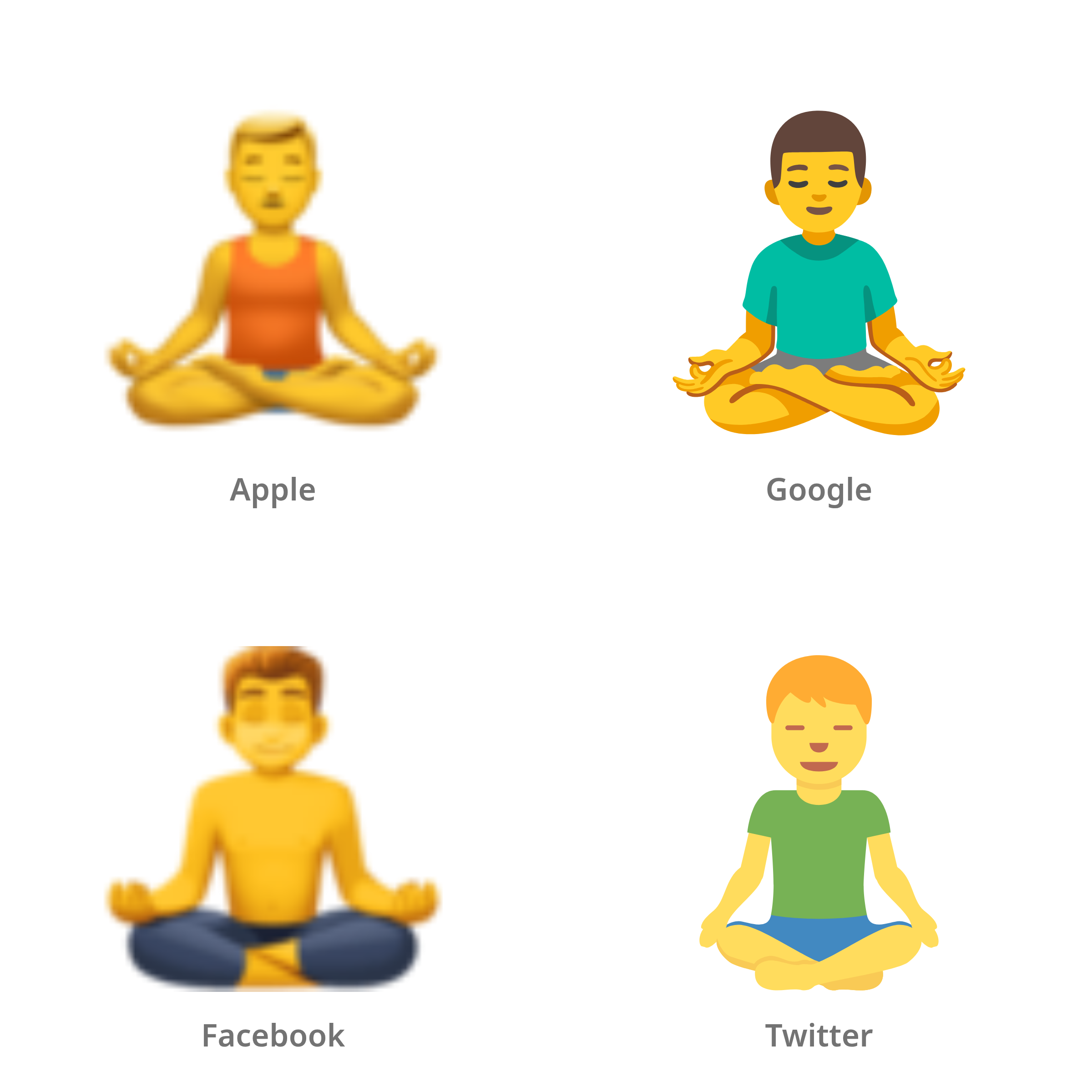 De emoji man in lotushouding in Apple-, Google-, Facebook- en Twitter-stijl