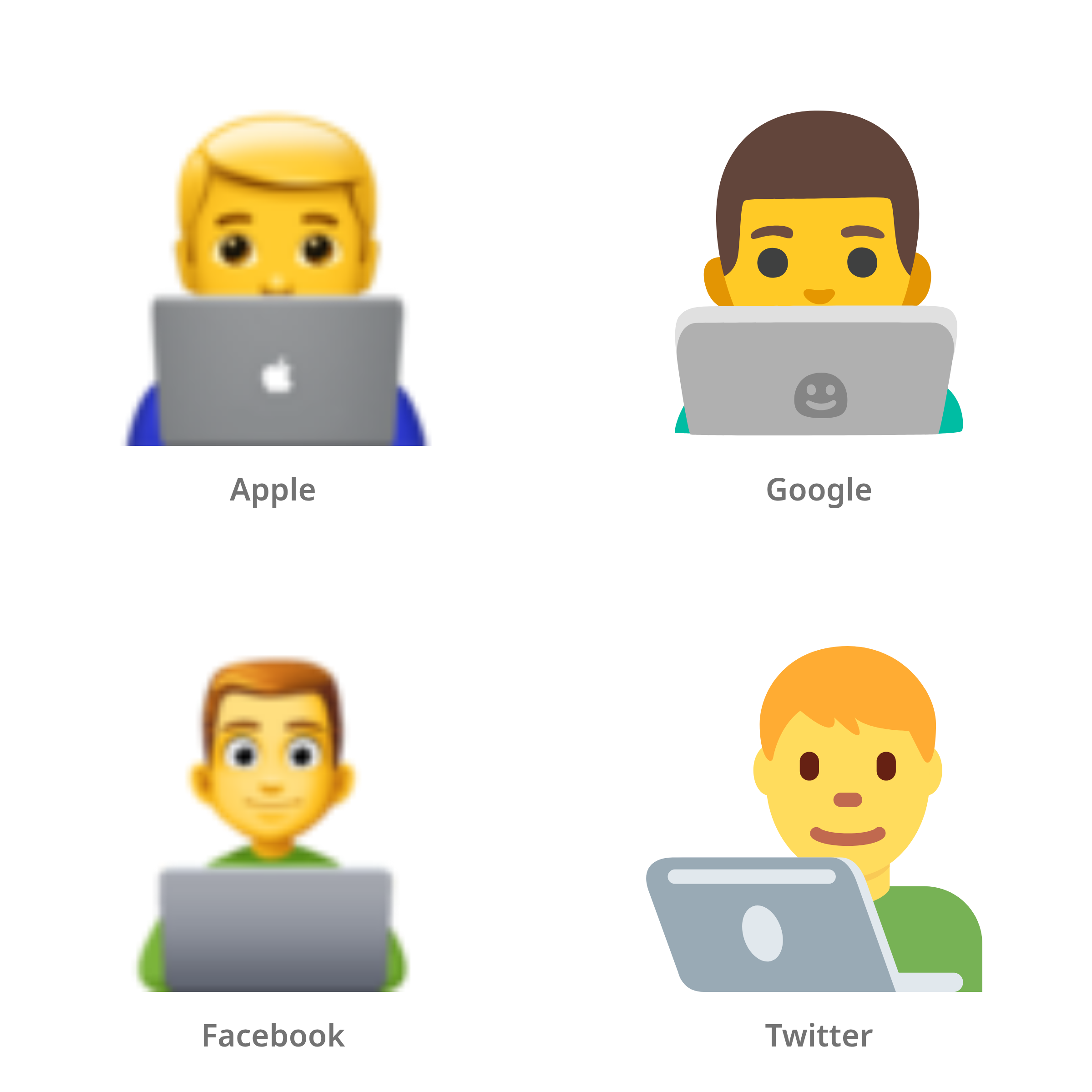 De emoji mannelijke technoloog in Apple-, Google-, Facebook- en Twitter-stijl