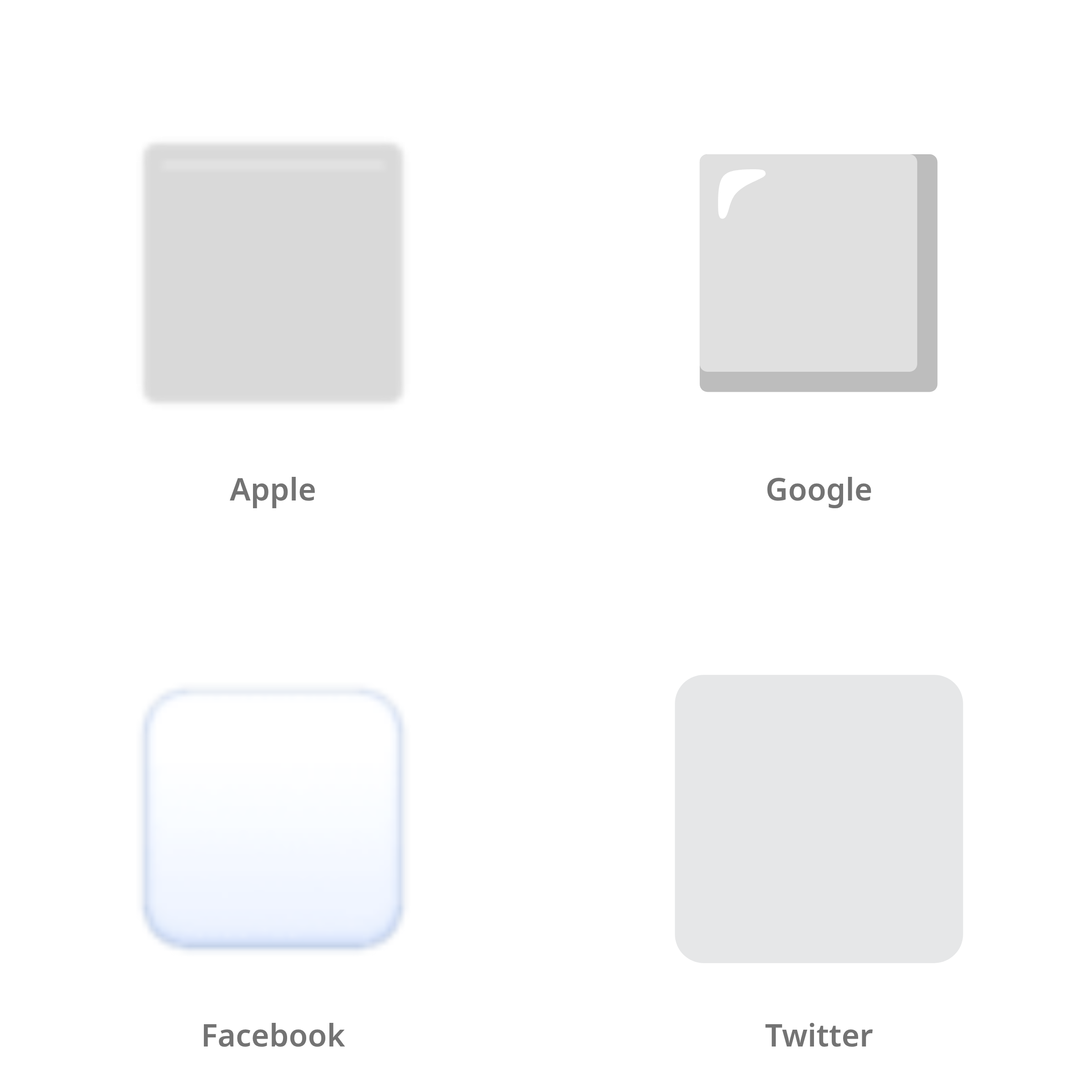 De emoji middelgroot wit vierkant in Apple-, Google-, Facebook- en Twitter-stijl