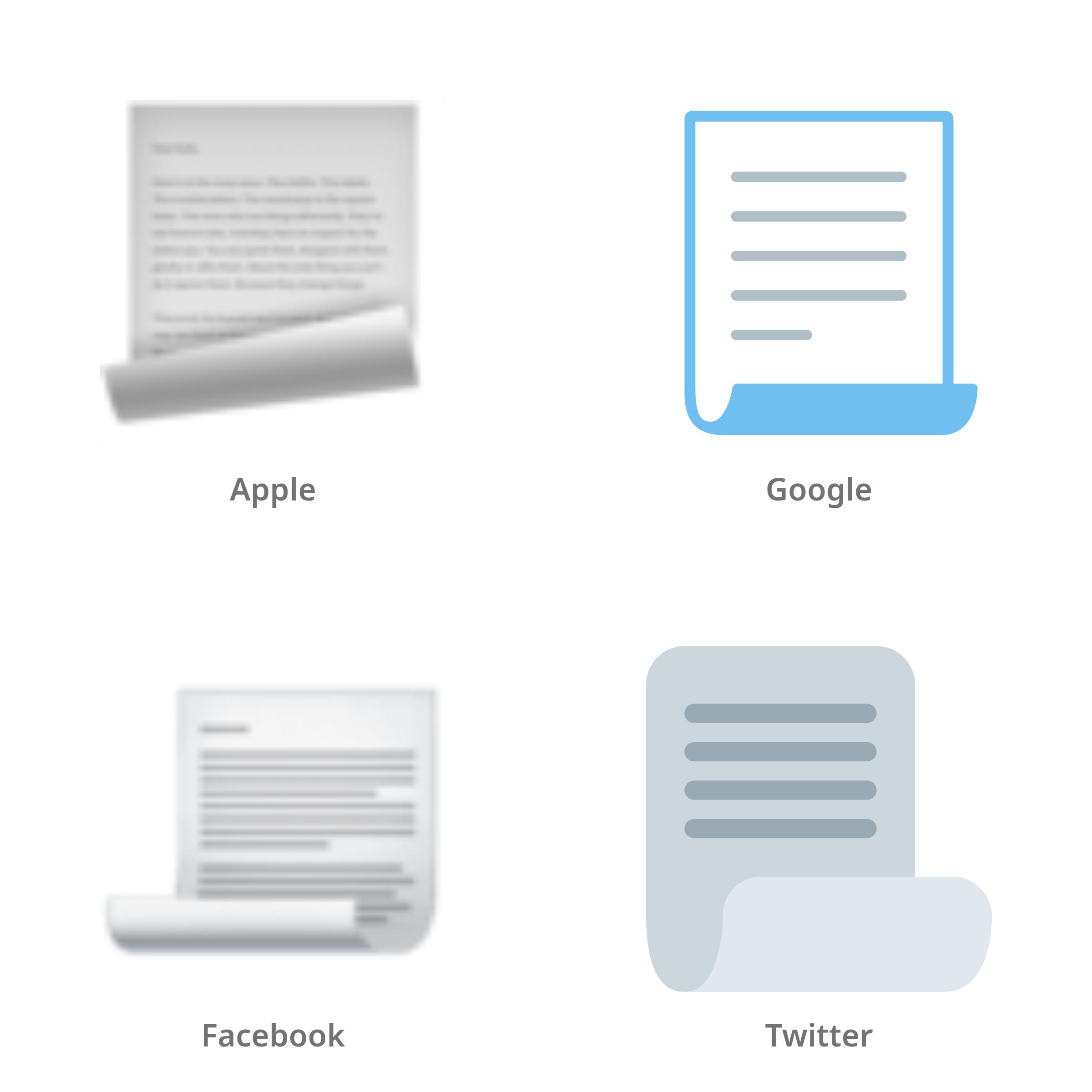 De emoji omkrullende pagina in Apple-, Google-, Facebook- en Twitter-stijl