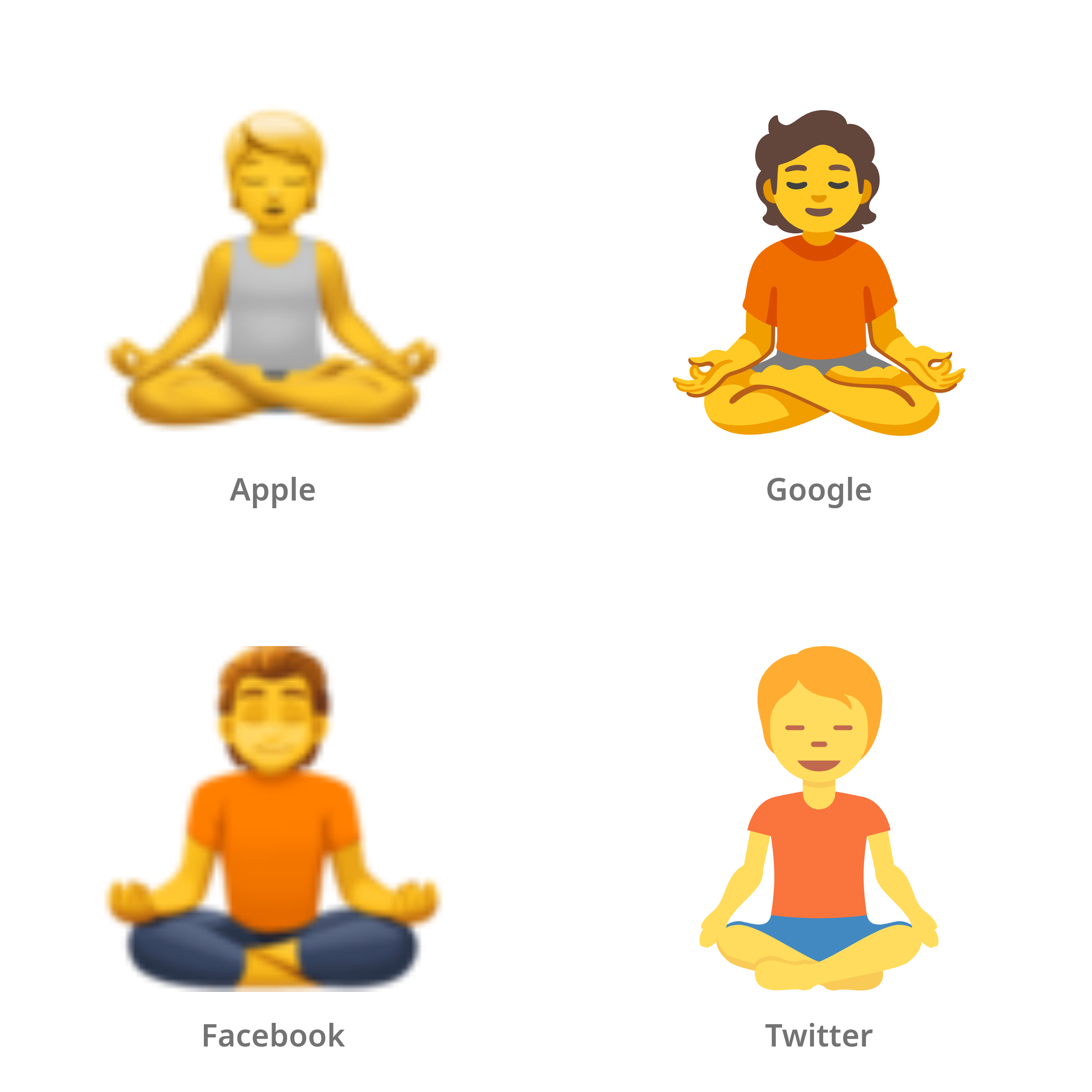 De emoji persoon in lotushouding in Apple-, Google-, Facebook- en Twitter-stijl