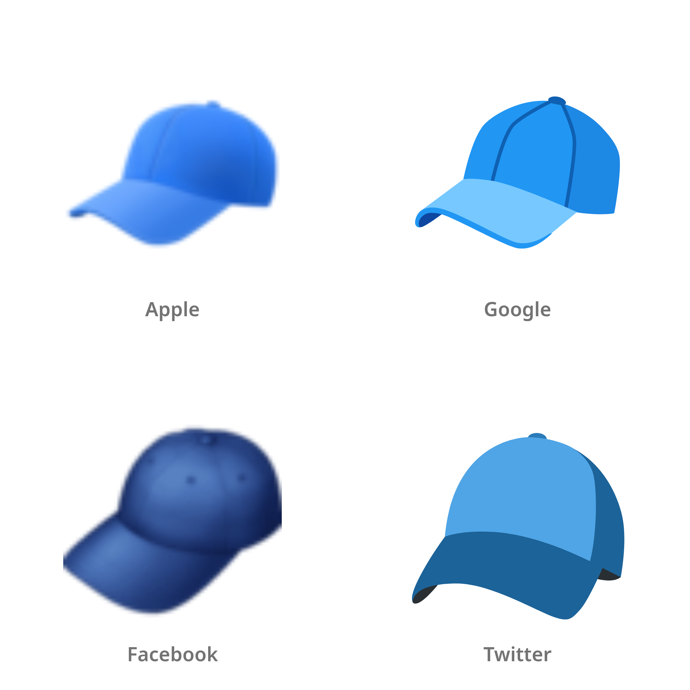 De emoji pet in Apple-, Google-, Facebook- en Twitter-stijl