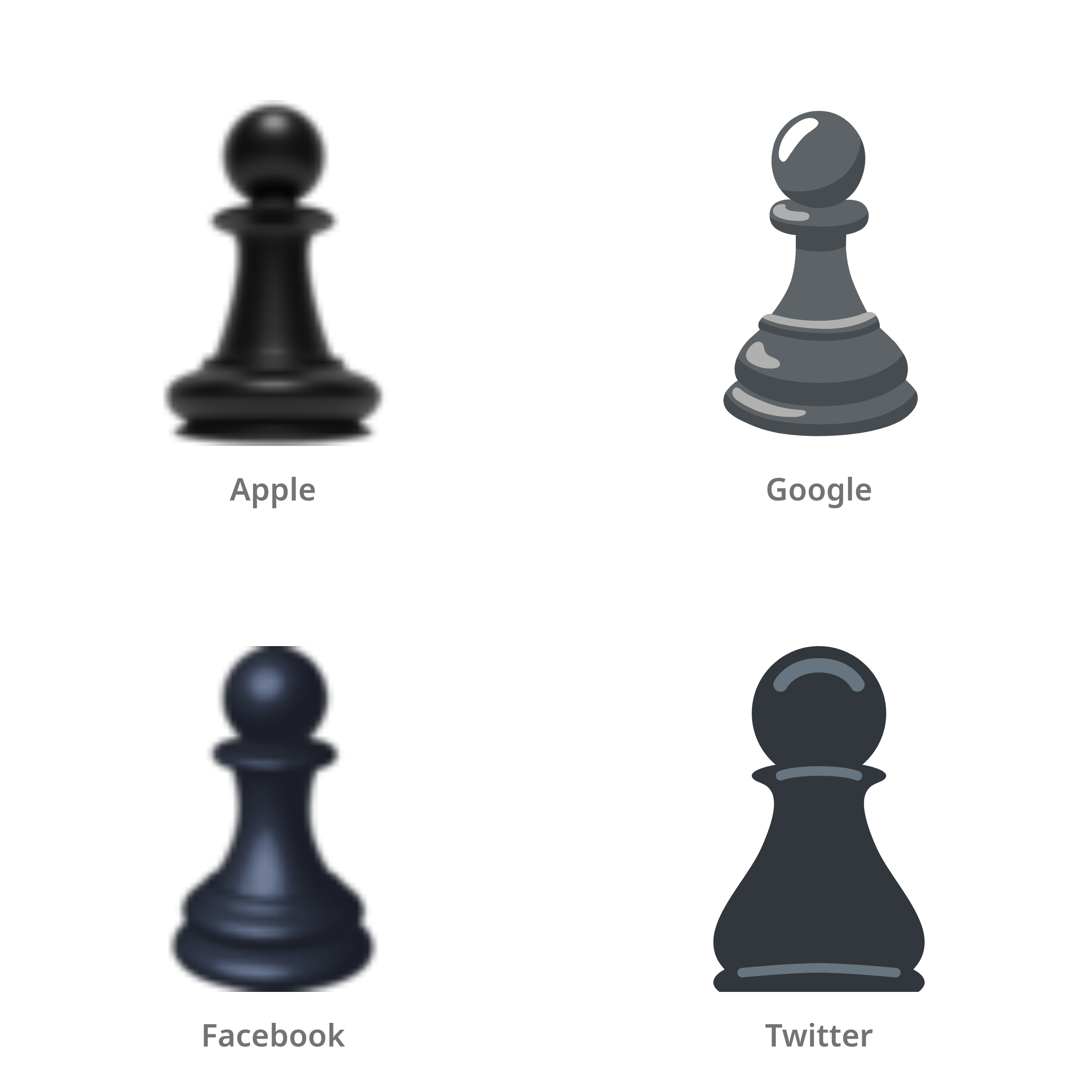 De emoji pion in Apple-, Google-, Facebook- en Twitter-stijl