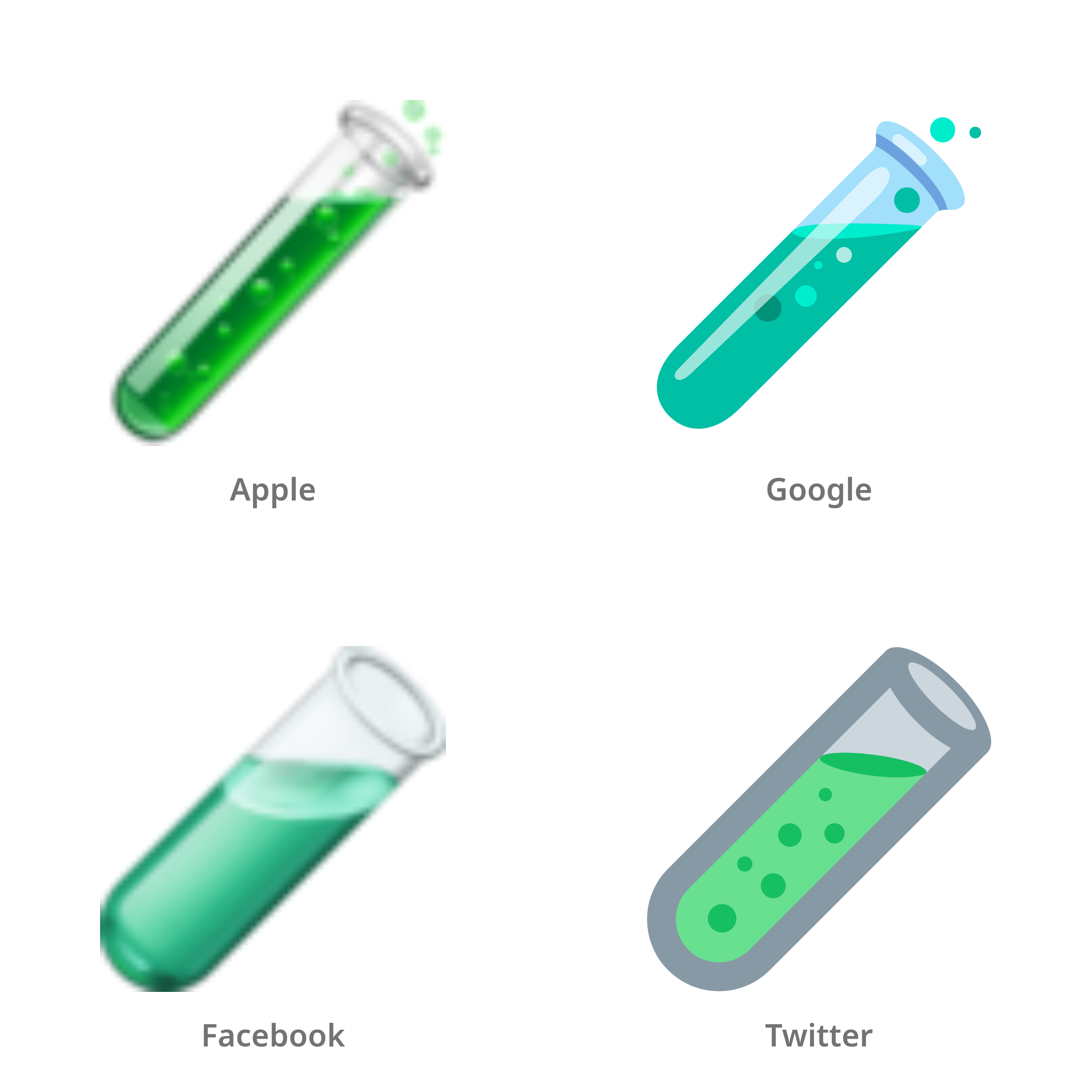 De emoji reageerbuis in Apple-, Google-, Facebook- en Twitter-stijl