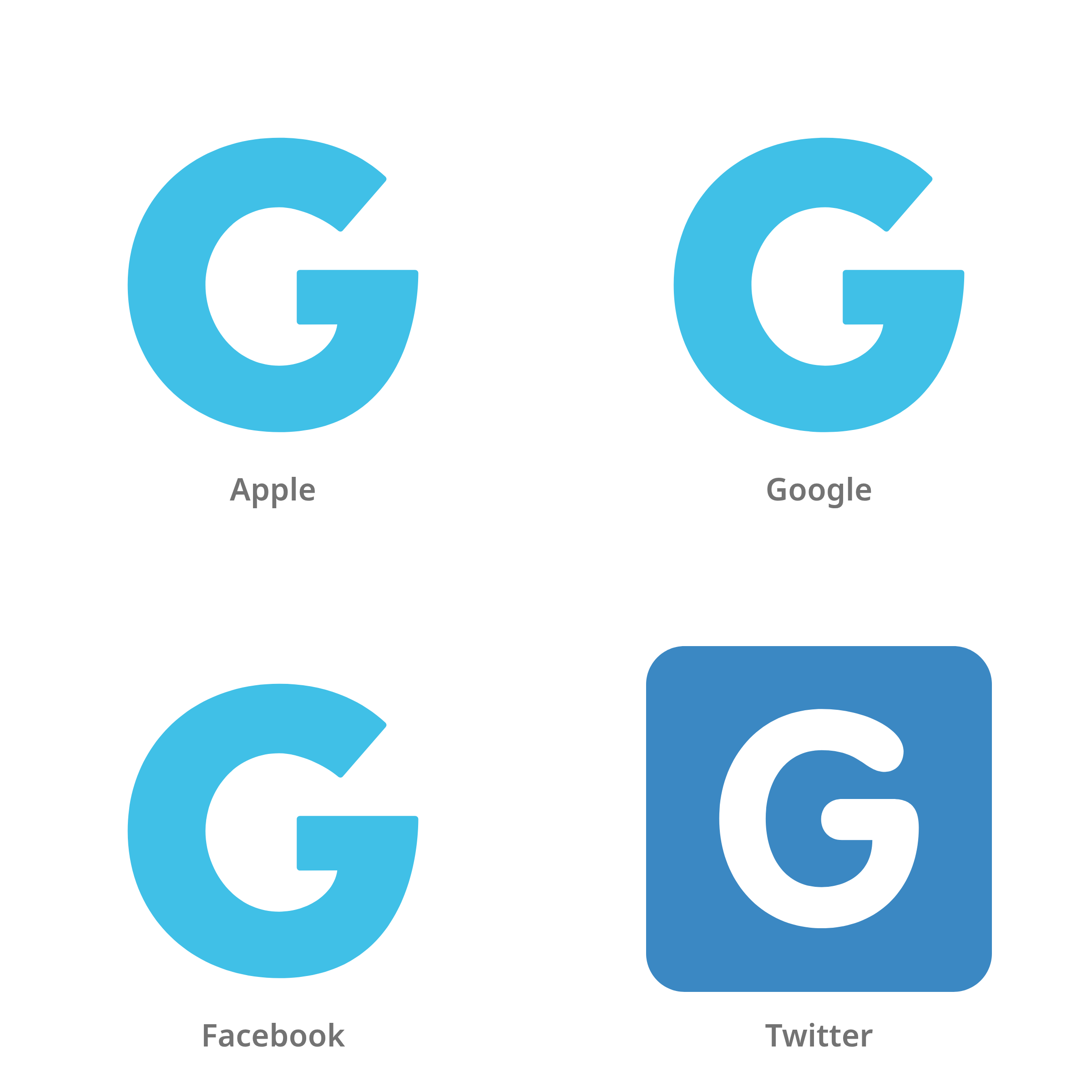 De emoji regionale indicator G in Apple-, Google-, Facebook- en Twitter-stijl