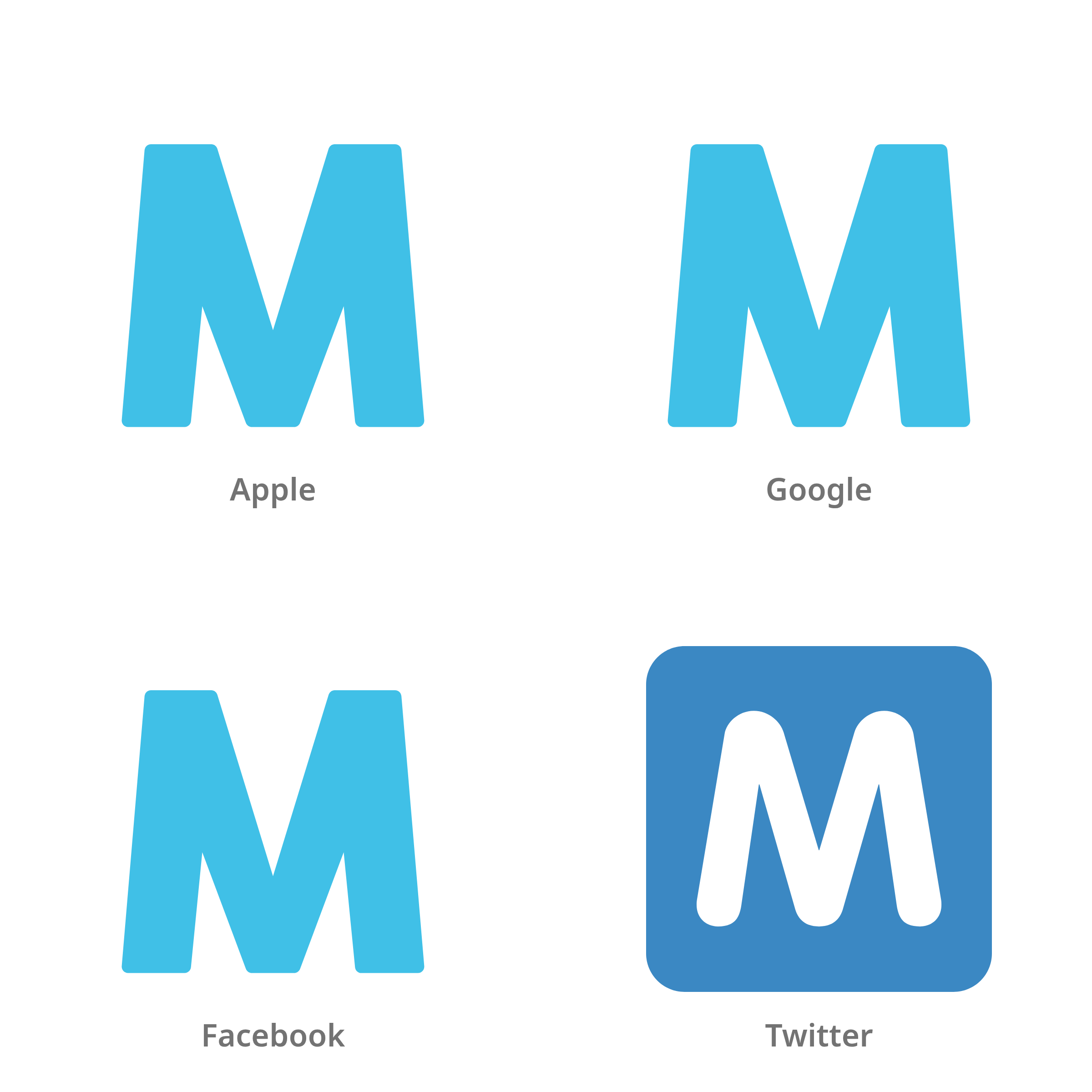 De emoji regionale indicator M in Apple-, Google-, Facebook- en Twitter-stijl