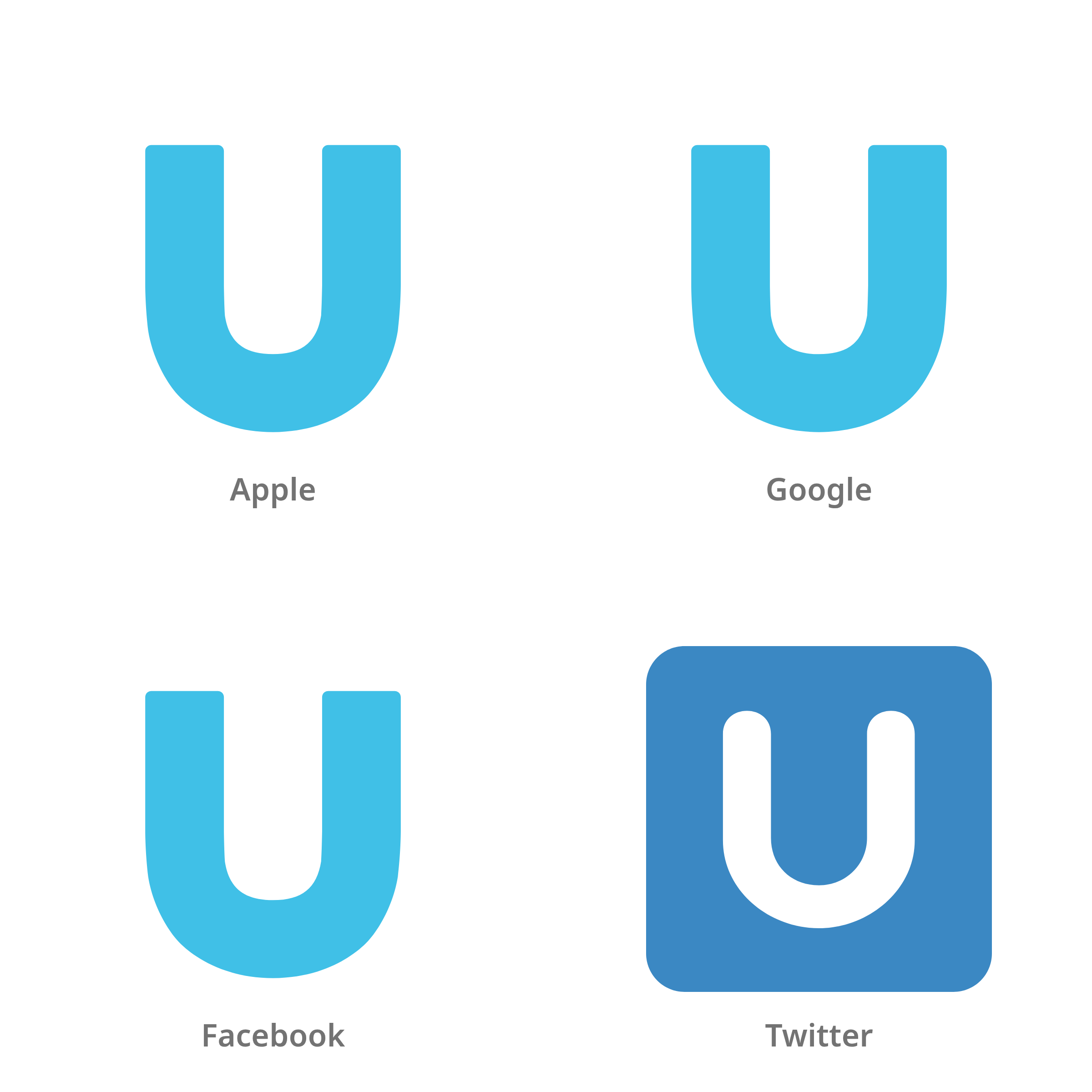 De emoji regionale indicator U in Apple-, Google-, Facebook- en Twitter-stijl