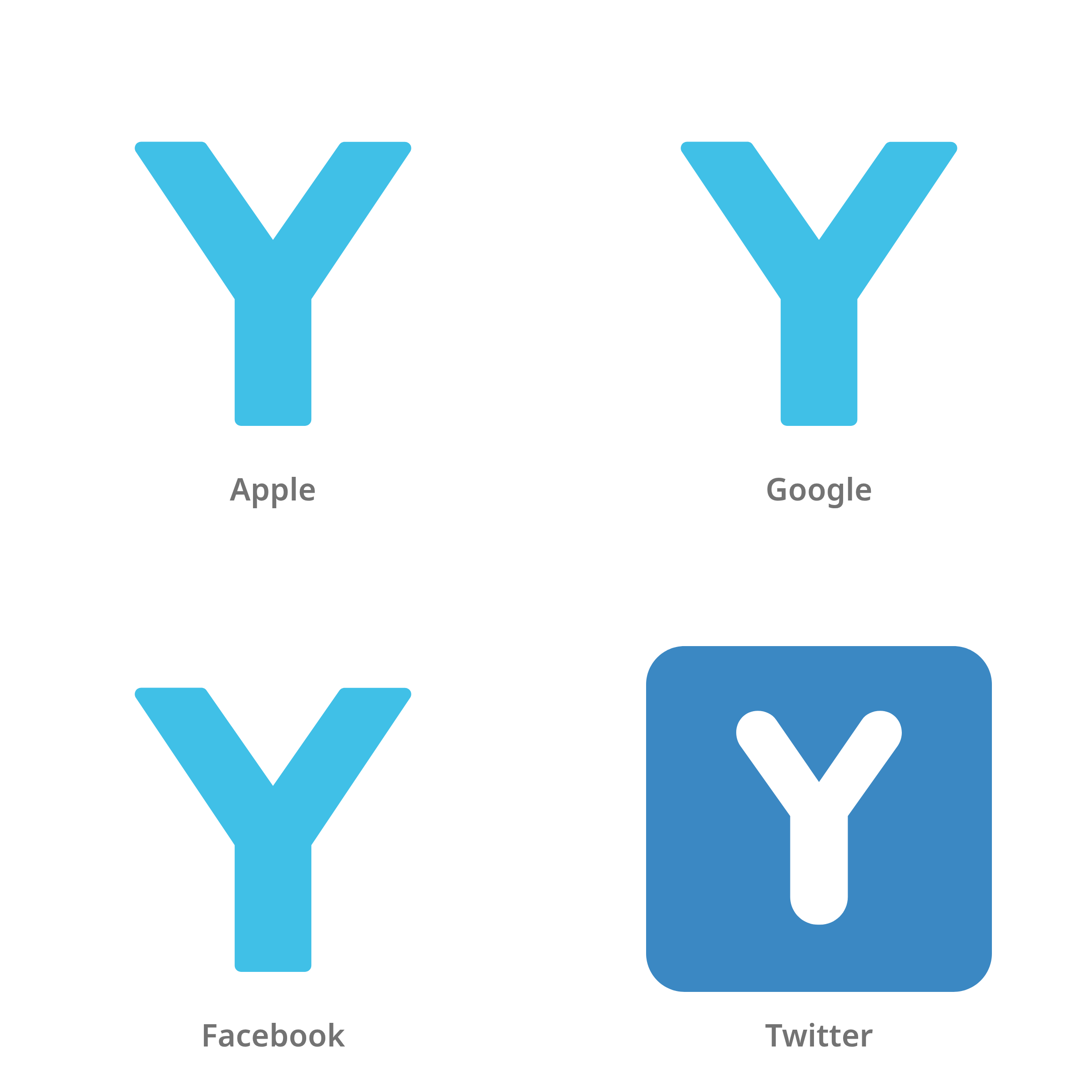 De emoji regionale indicator Y in Apple-, Google-, Facebook- en Twitter-stijl