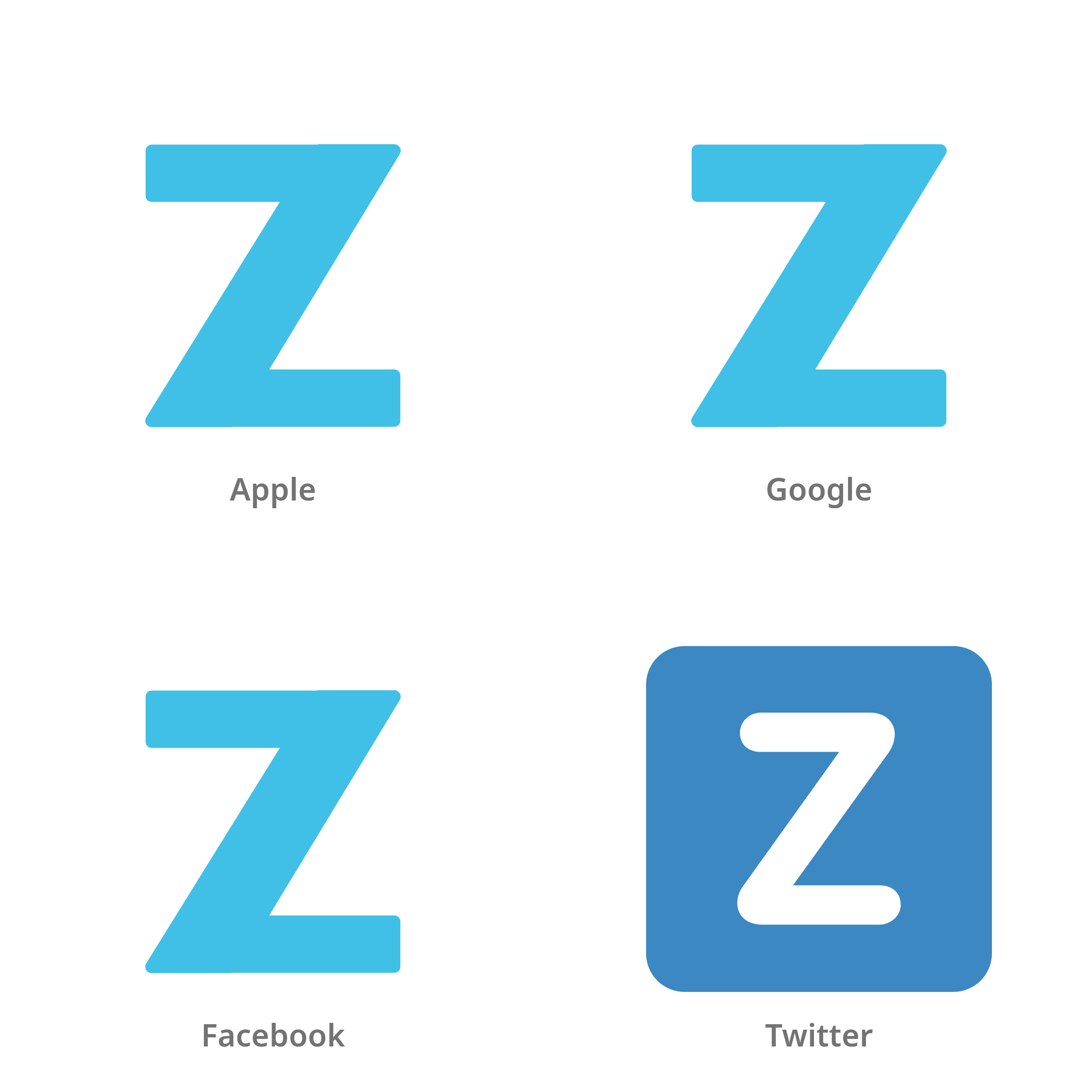 De emoji regionale indicator Z in Apple-, Google-, Facebook- en Twitter-stijl