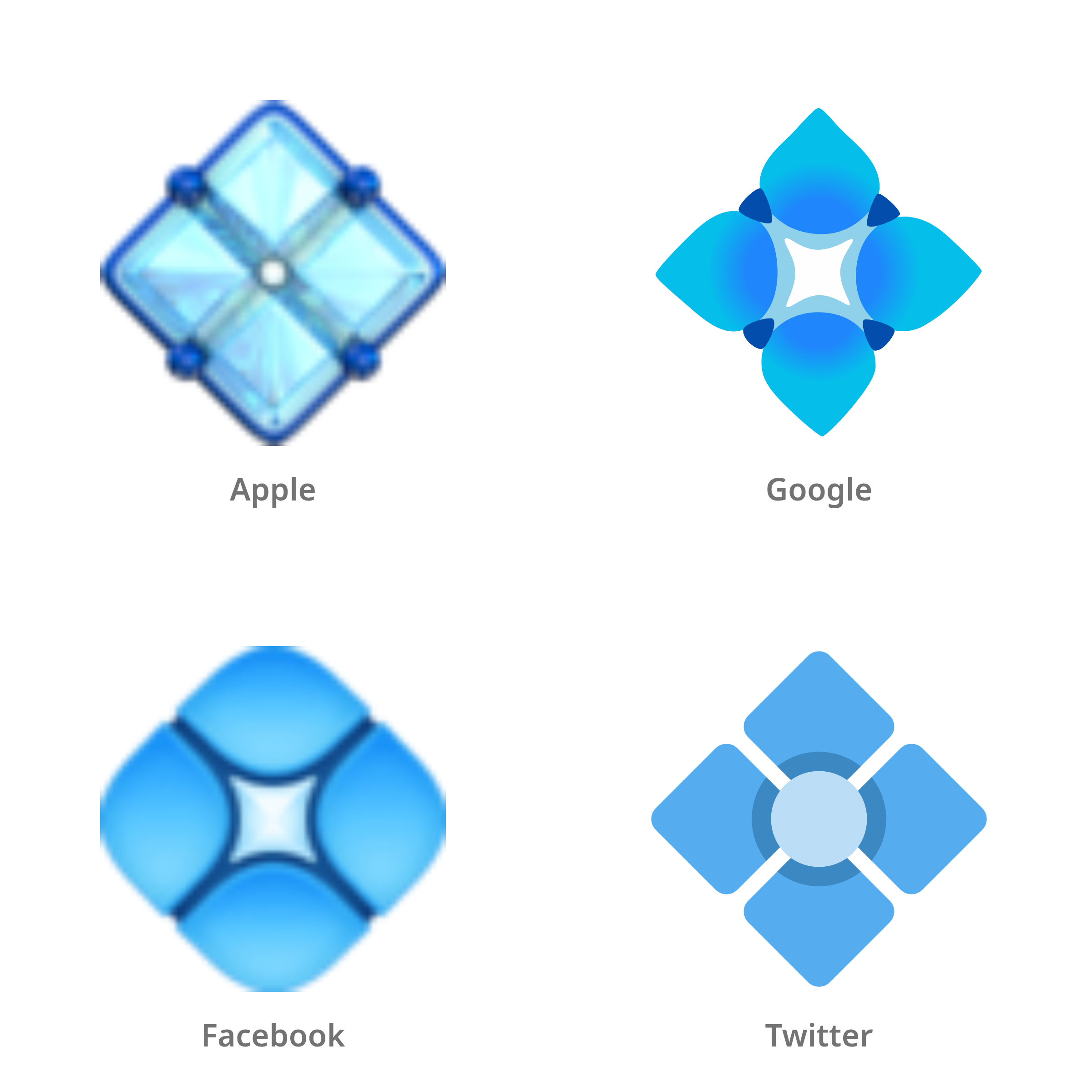De emoji ruitvorm met stip erin in Apple-, Google-, Facebook- en Twitter-stijl