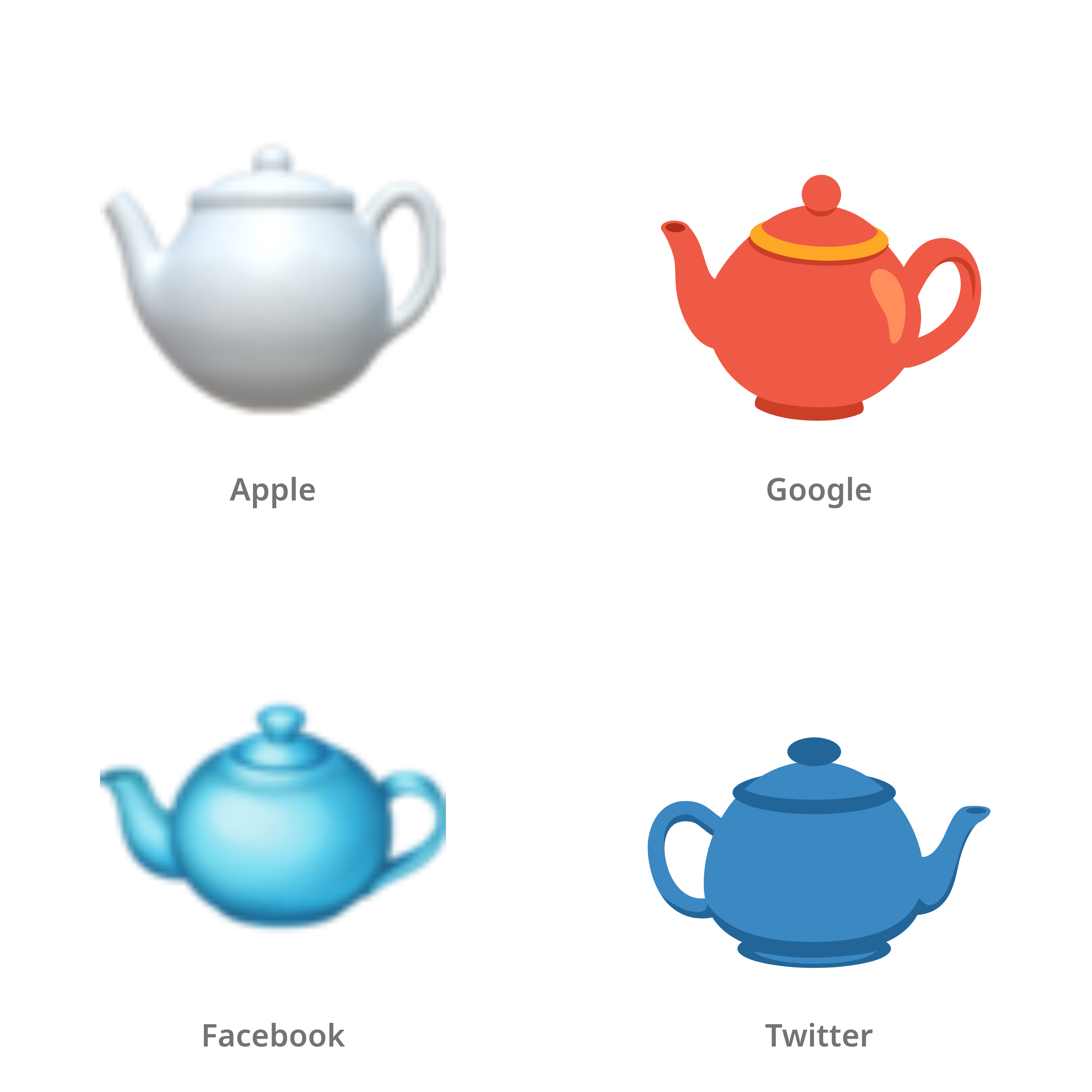 De emoji theepot in Apple-, Google-, Facebook- en Twitter-stijl
