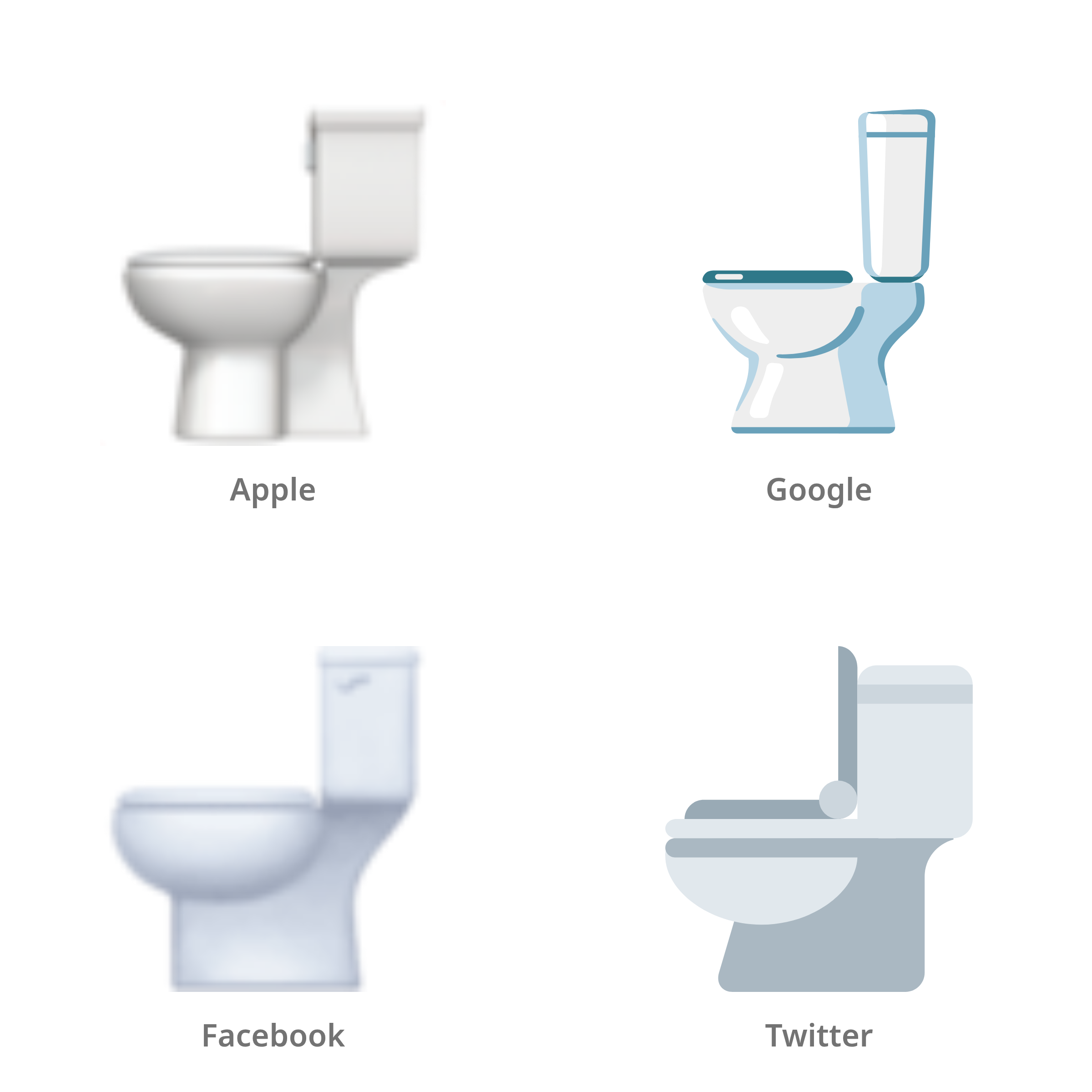 De emoji toilet in Apple-, Google-, Facebook- en Twitter-stijl