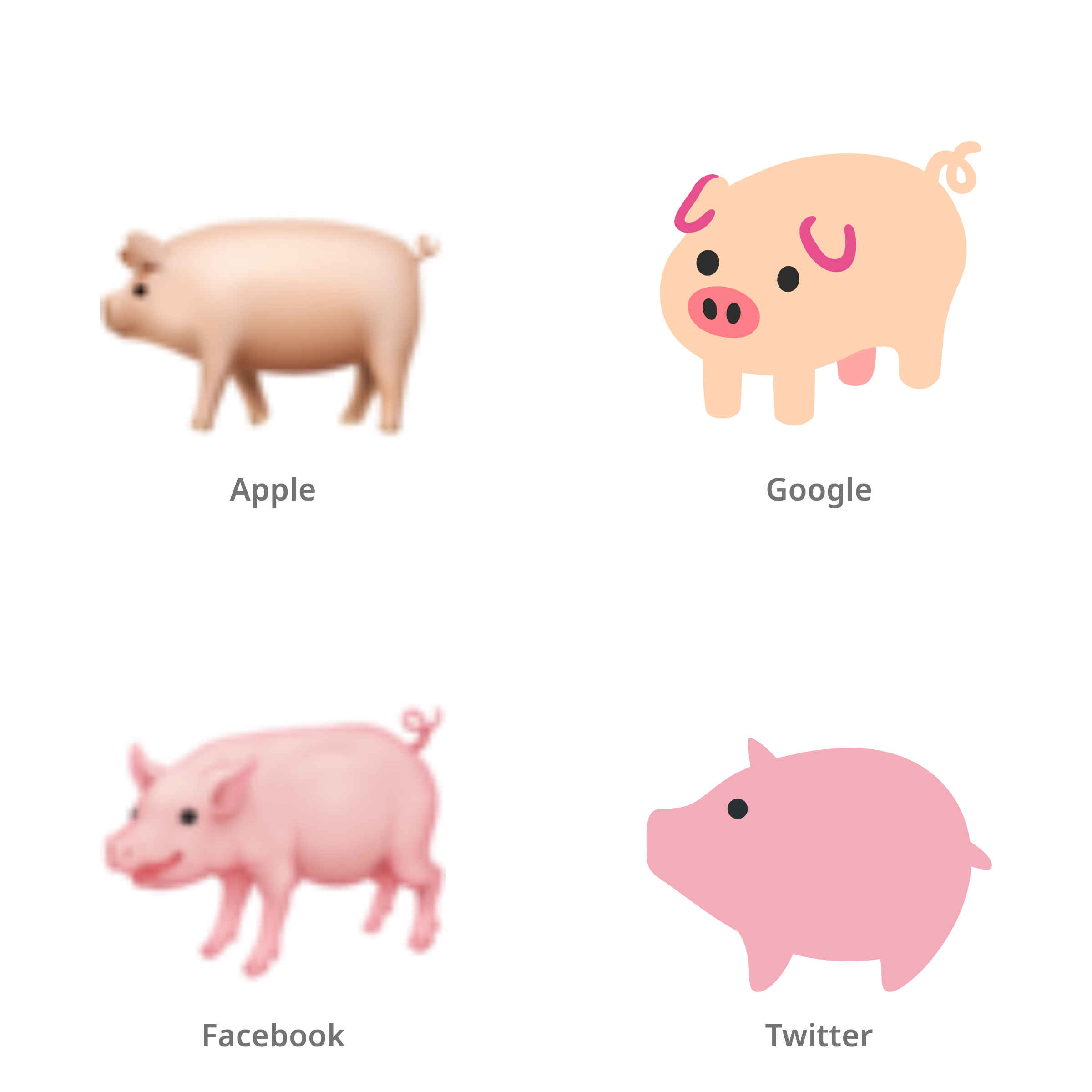 De emoji varken in Apple-, Google-, Facebook- en Twitter-stijl