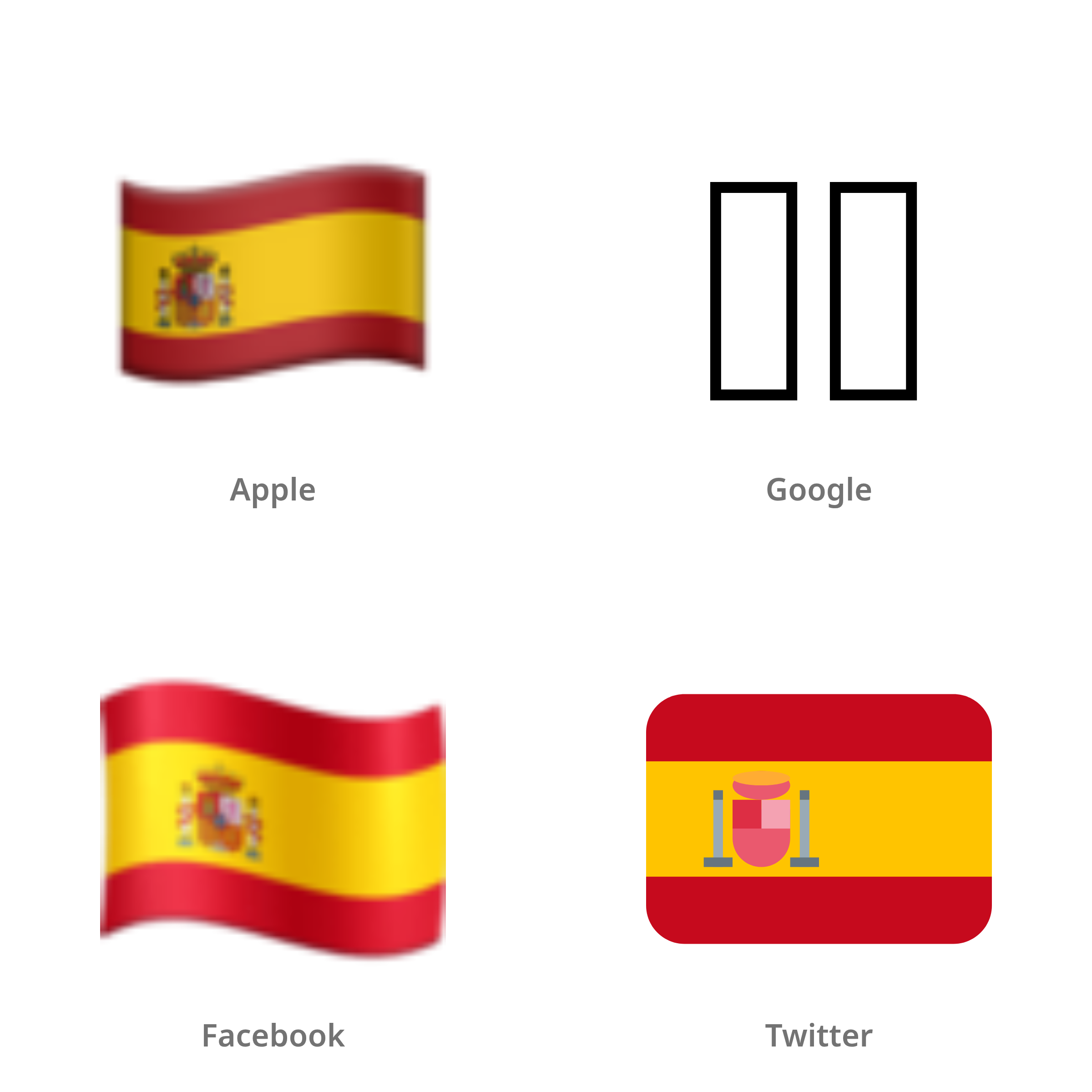 De emoji vlag: Ceuta en Melilla in Apple-, Google-, Facebook- en Twitter-stijl