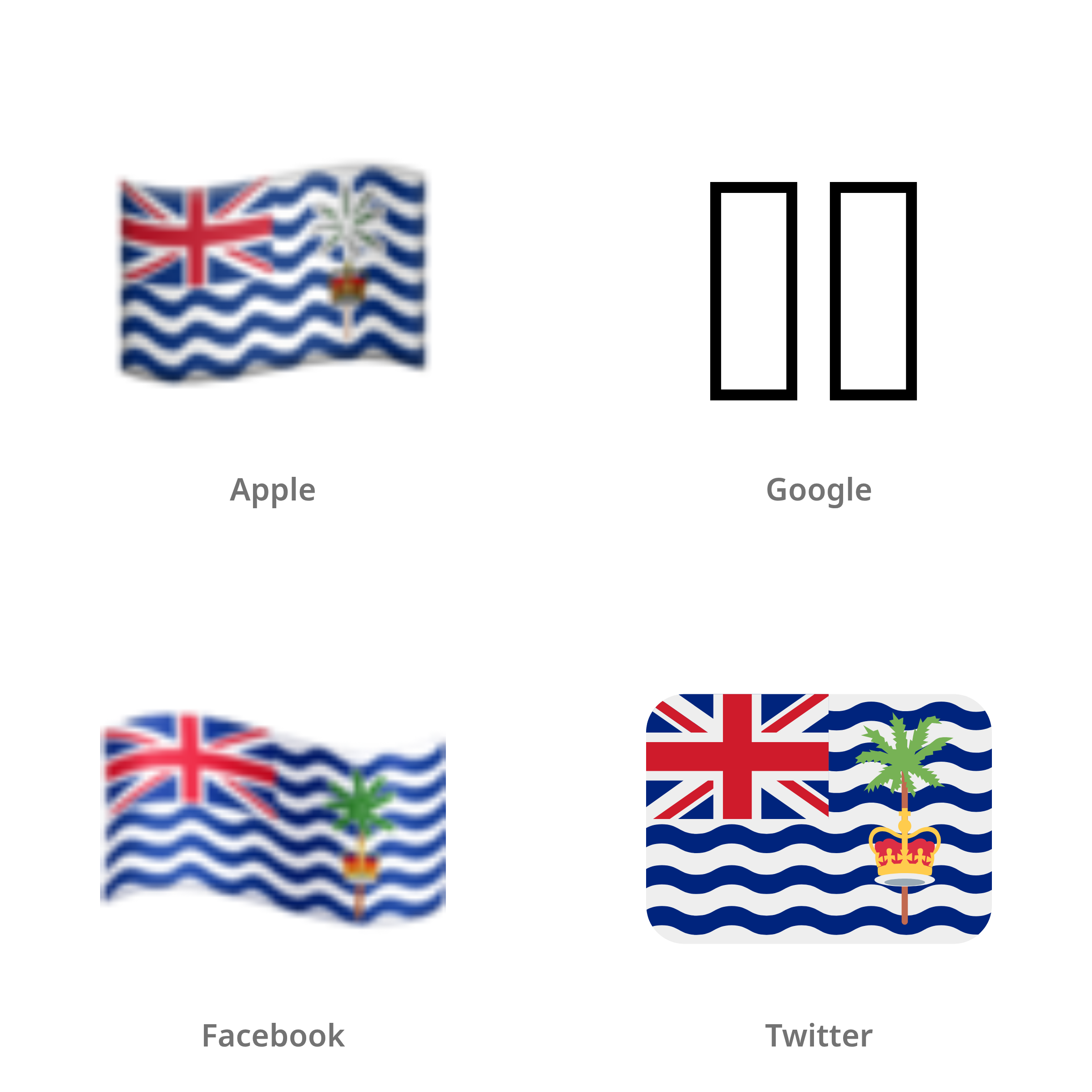 De emoji vlag: Diego Garcia in Apple-, Google-, Facebook- en Twitter-stijl