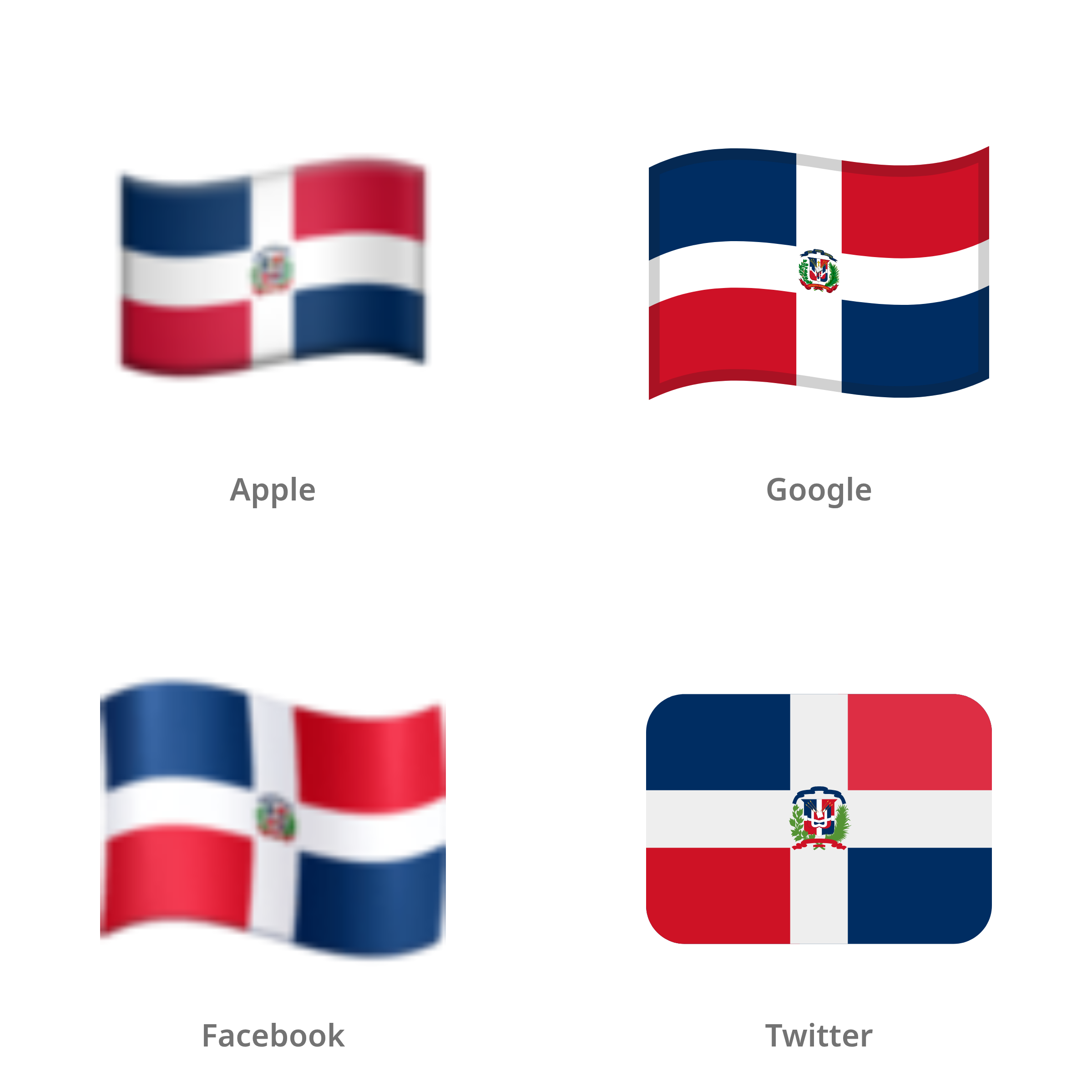 De emoji vlag: Dominicaanse Republiek in Apple-, Google-, Facebook- en Twitter-stijl