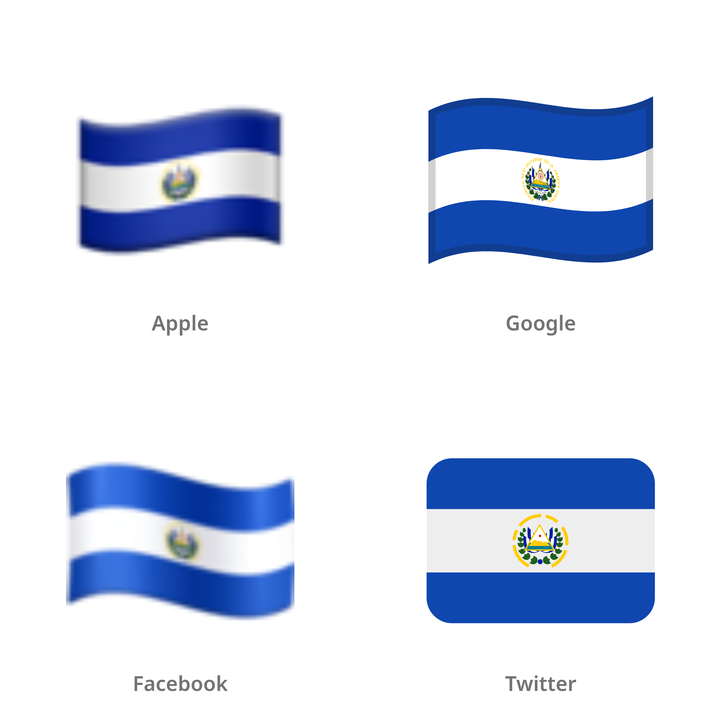 De emoji vlag: El Salvador in Apple-, Google-, Facebook- en Twitter-stijl