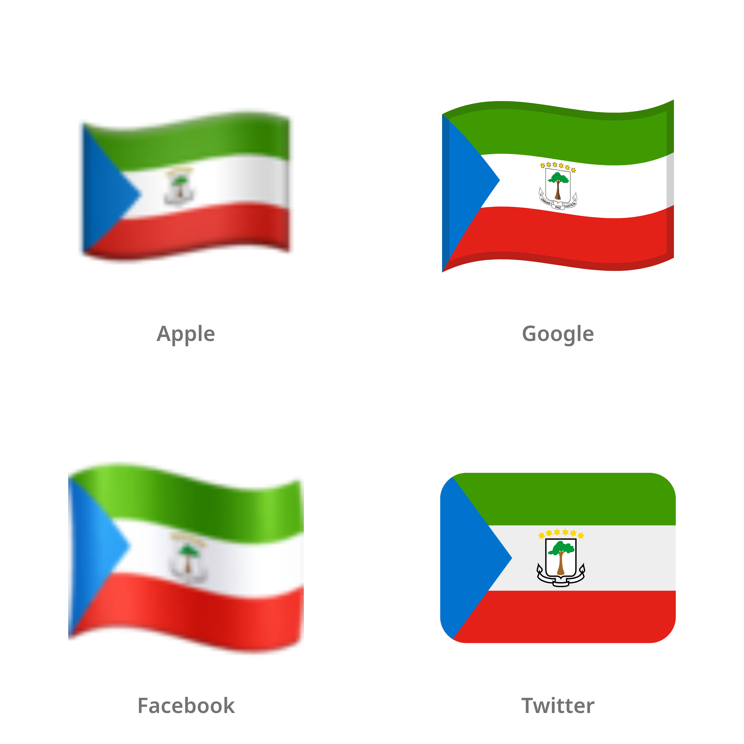 De emoji vlag: Equatoriaal-Guinea in Apple-, Google-, Facebook- en Twitter-stijl