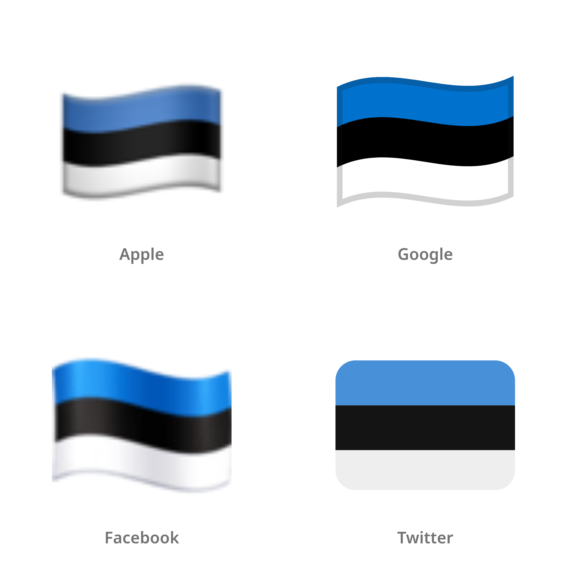 De emoji vlag: Estland in Apple-, Google-, Facebook- en Twitter-stijl