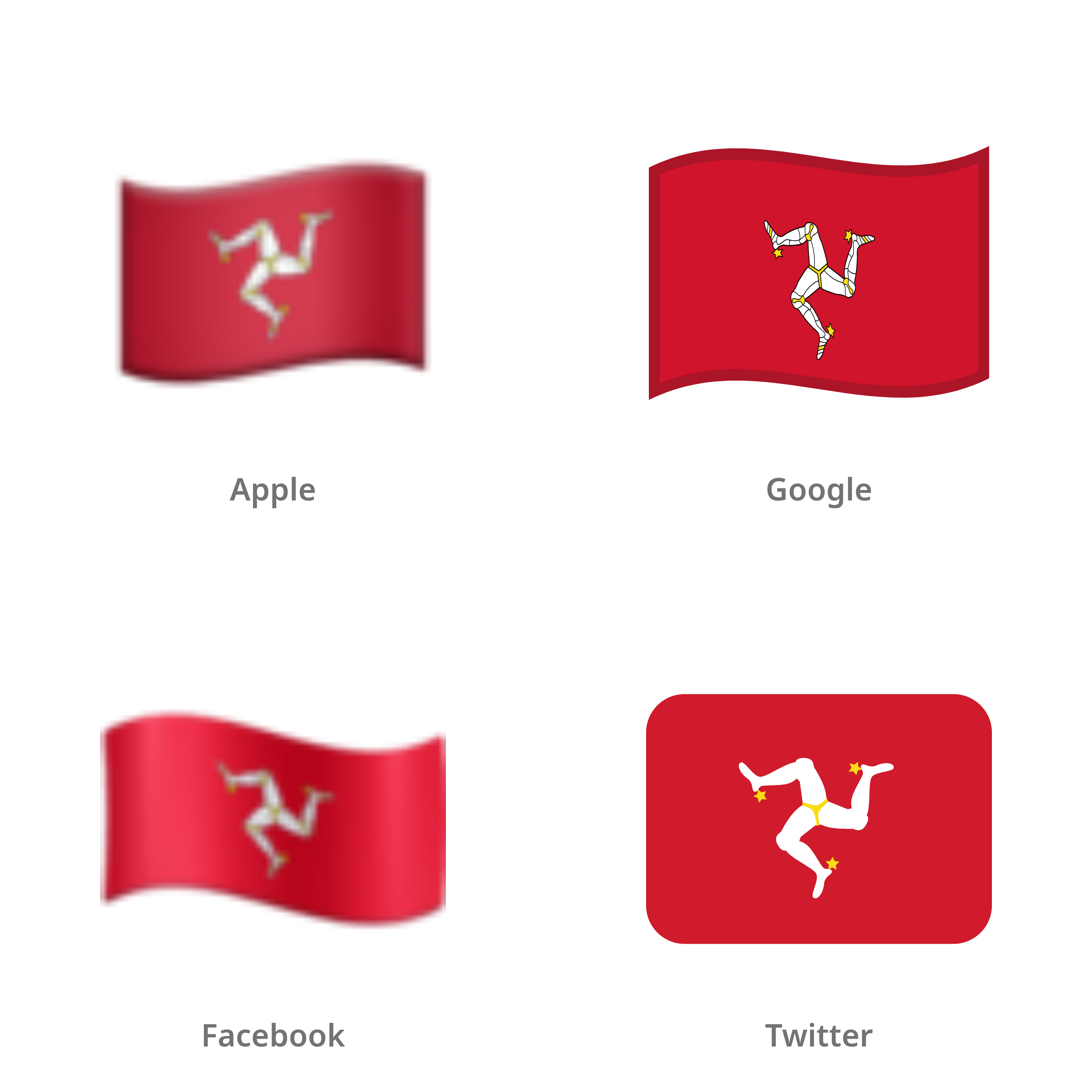 De emoji vlag: Isle of Man in Apple-, Google-, Facebook- en Twitter-stijl