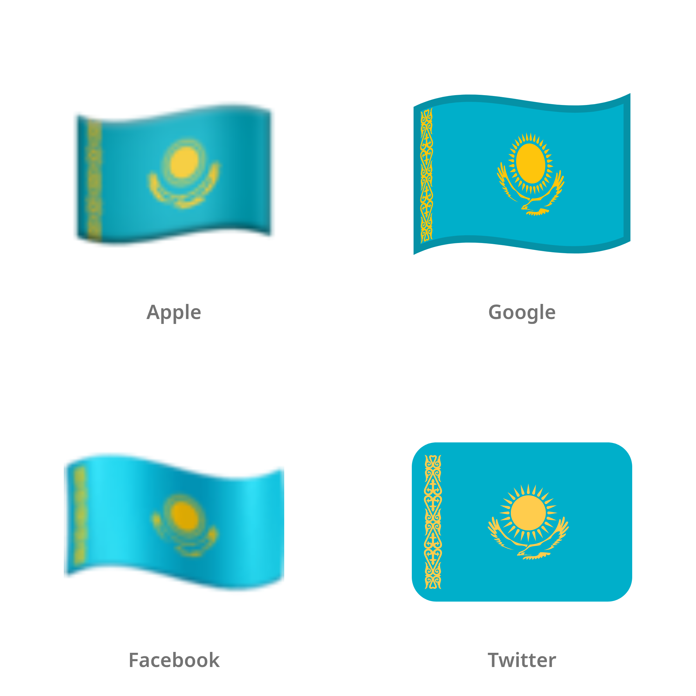 De emoji vlag: Kazachstan in Apple-, Google-, Facebook- en Twitter-stijl