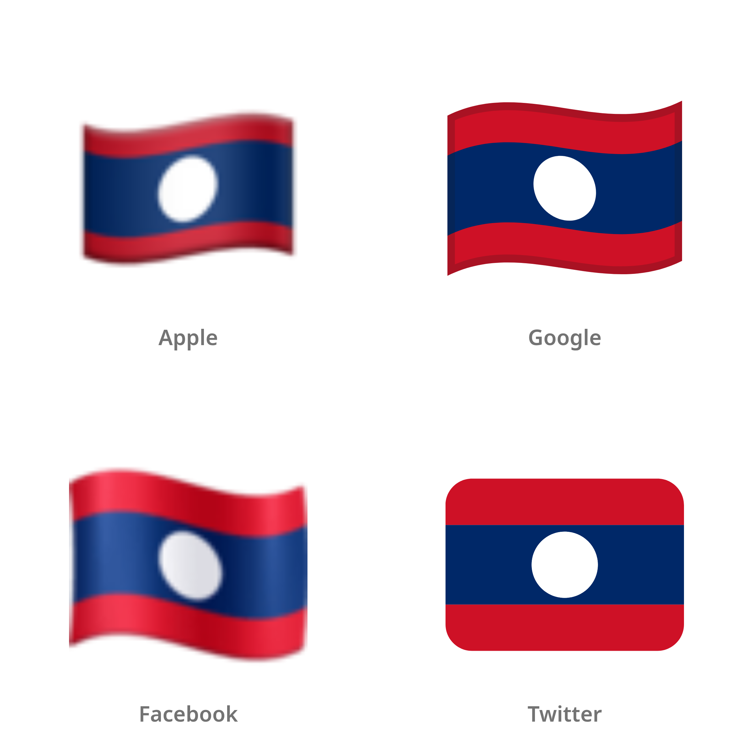 De emoji vlag: Laos in Apple-, Google-, Facebook- en Twitter-stijl