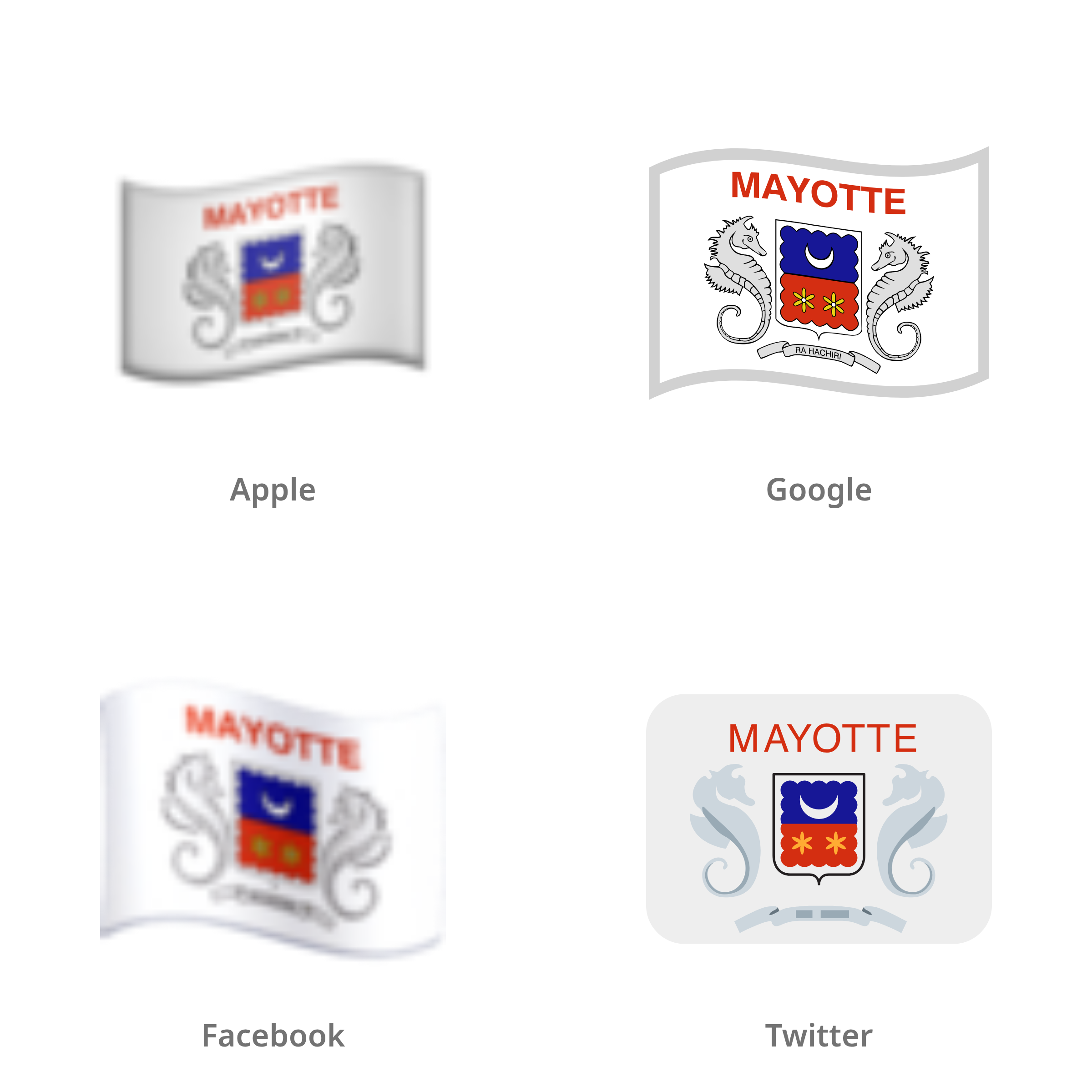 De emoji vlag: Mayotte in Apple-, Google-, Facebook- en Twitter-stijl