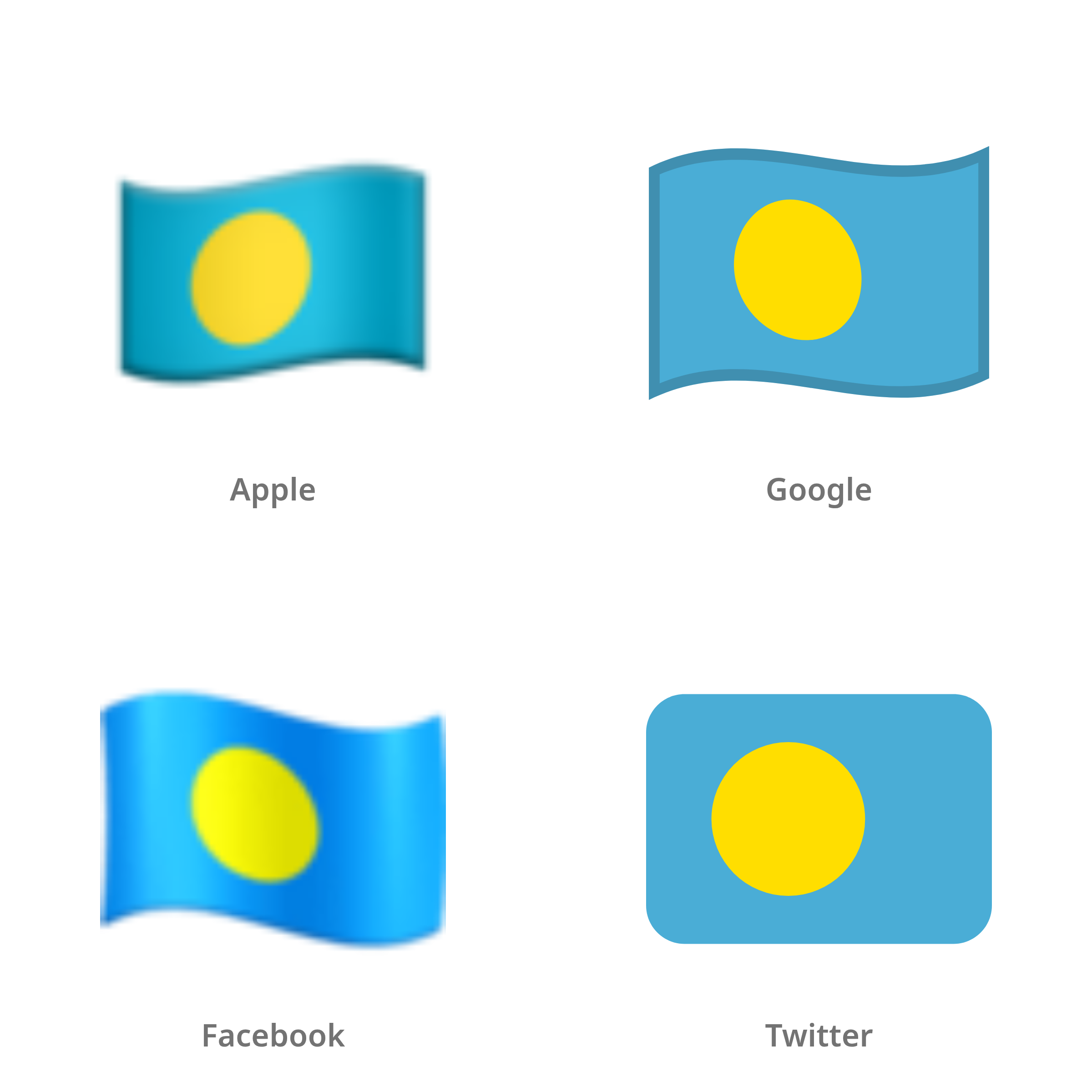 De emoji vlag: Palau in Apple-, Google-, Facebook- en Twitter-stijl