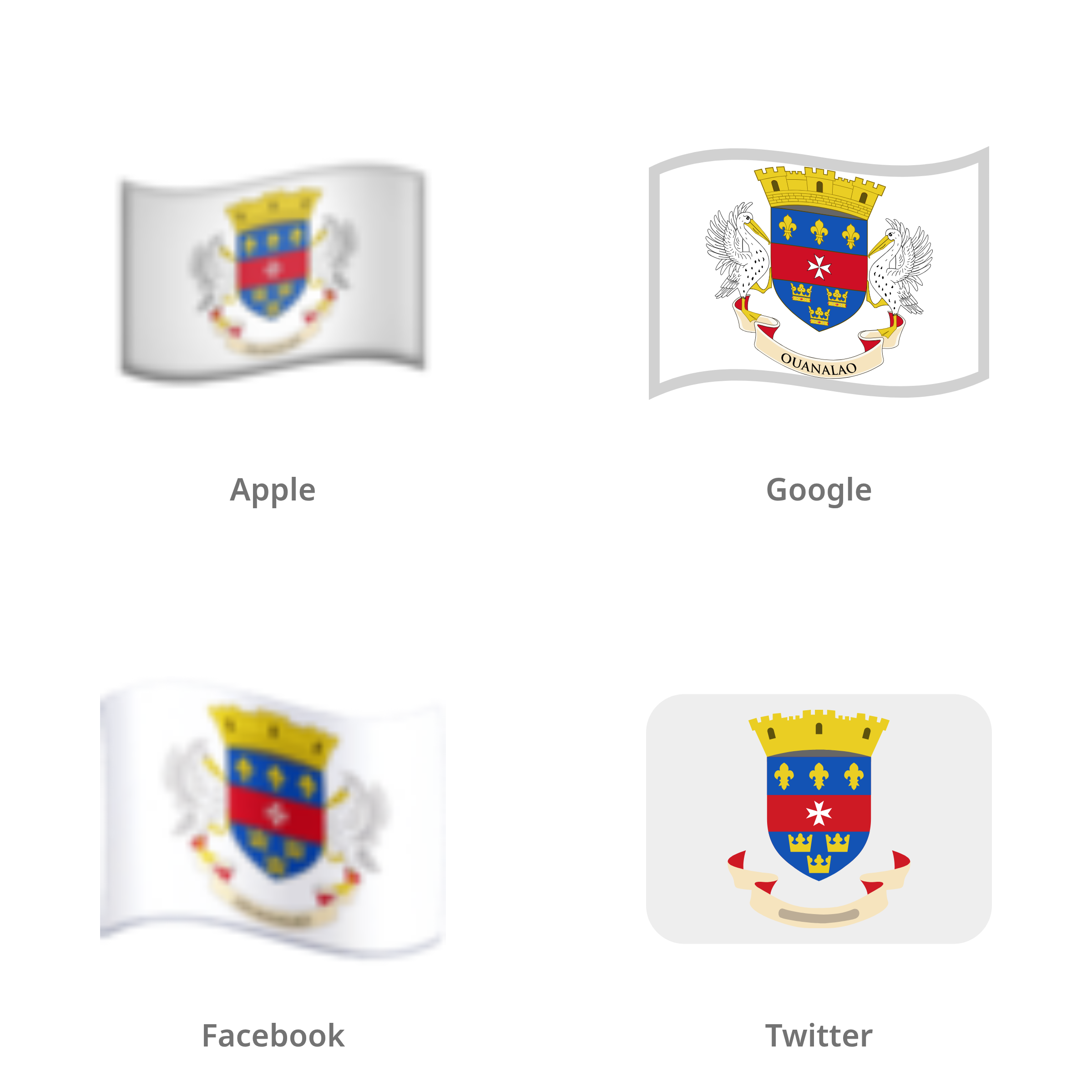 De emoji vlag: Saint-Barthélemy in Apple-, Google-, Facebook- en Twitter-stijl