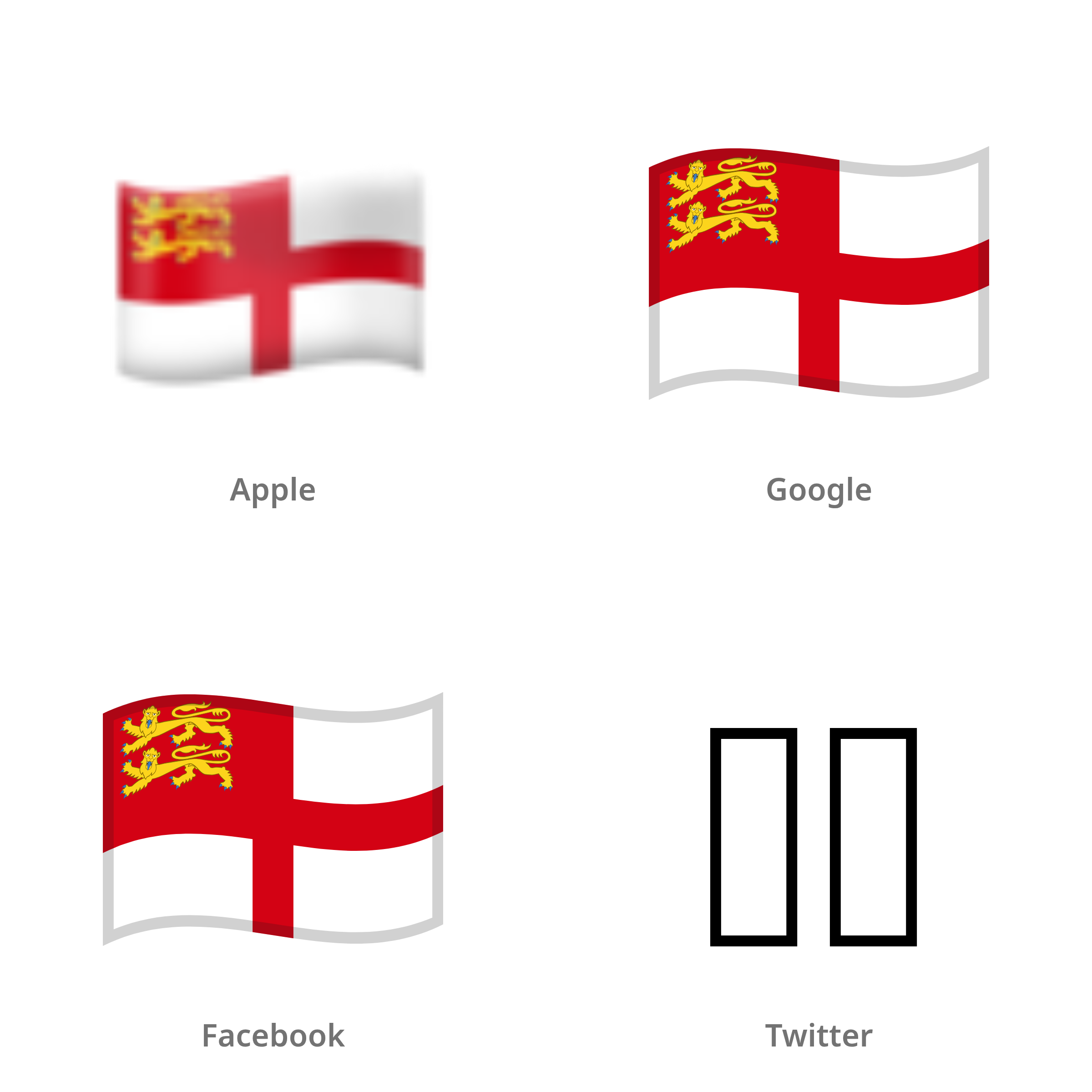 De emoji vlag: Sark in Apple-, Google-, Facebook- en Twitter-stijl