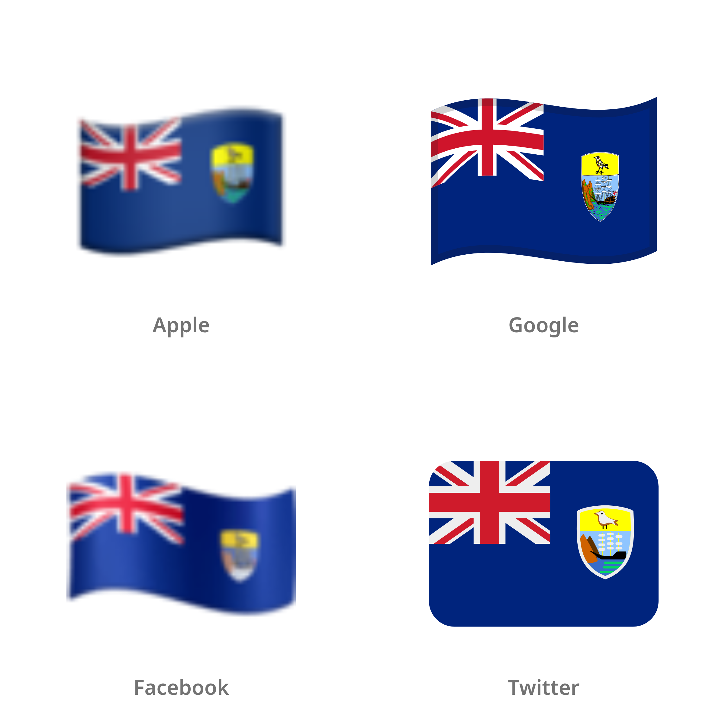 De emoji vlag: Sint-Helena in Apple-, Google-, Facebook- en Twitter-stijl