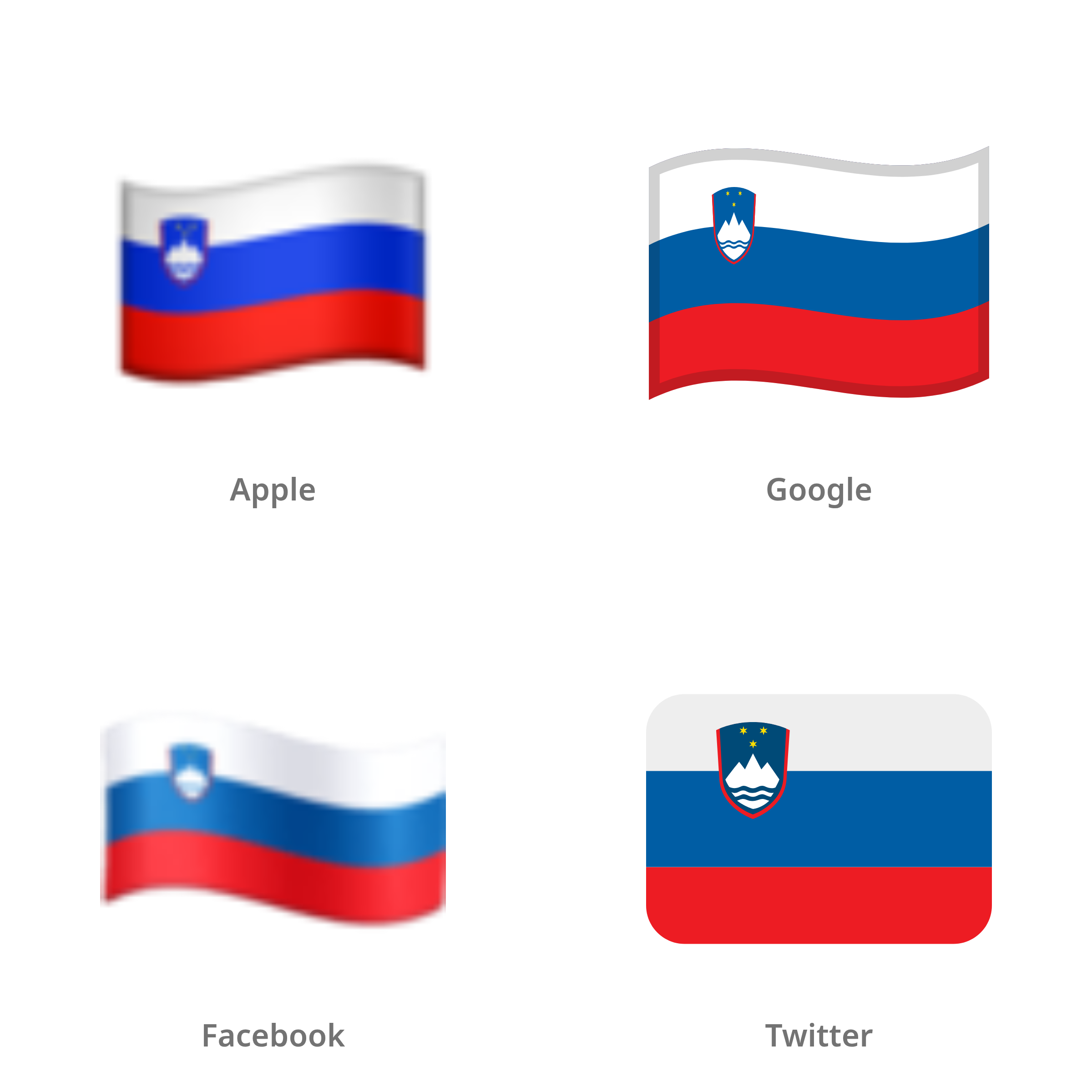 De emoji vlag: Slovenië in Apple-, Google-, Facebook- en Twitter-stijl