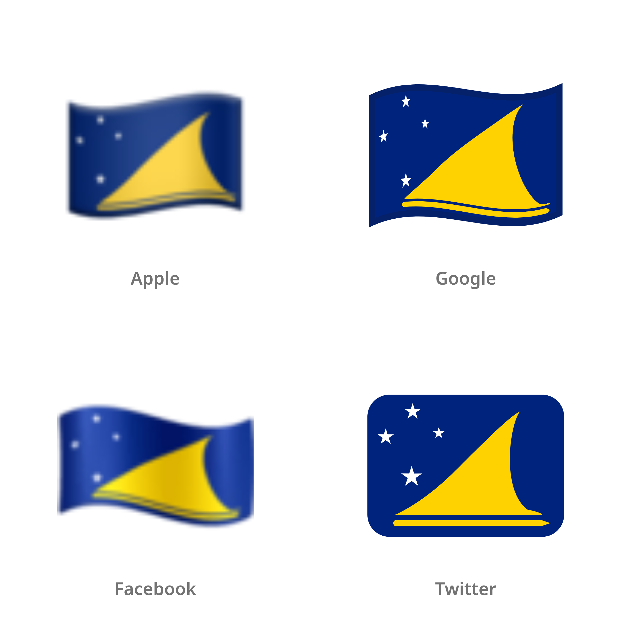 De emoji vlag: Tokelau in Apple-, Google-, Facebook- en Twitter-stijl
