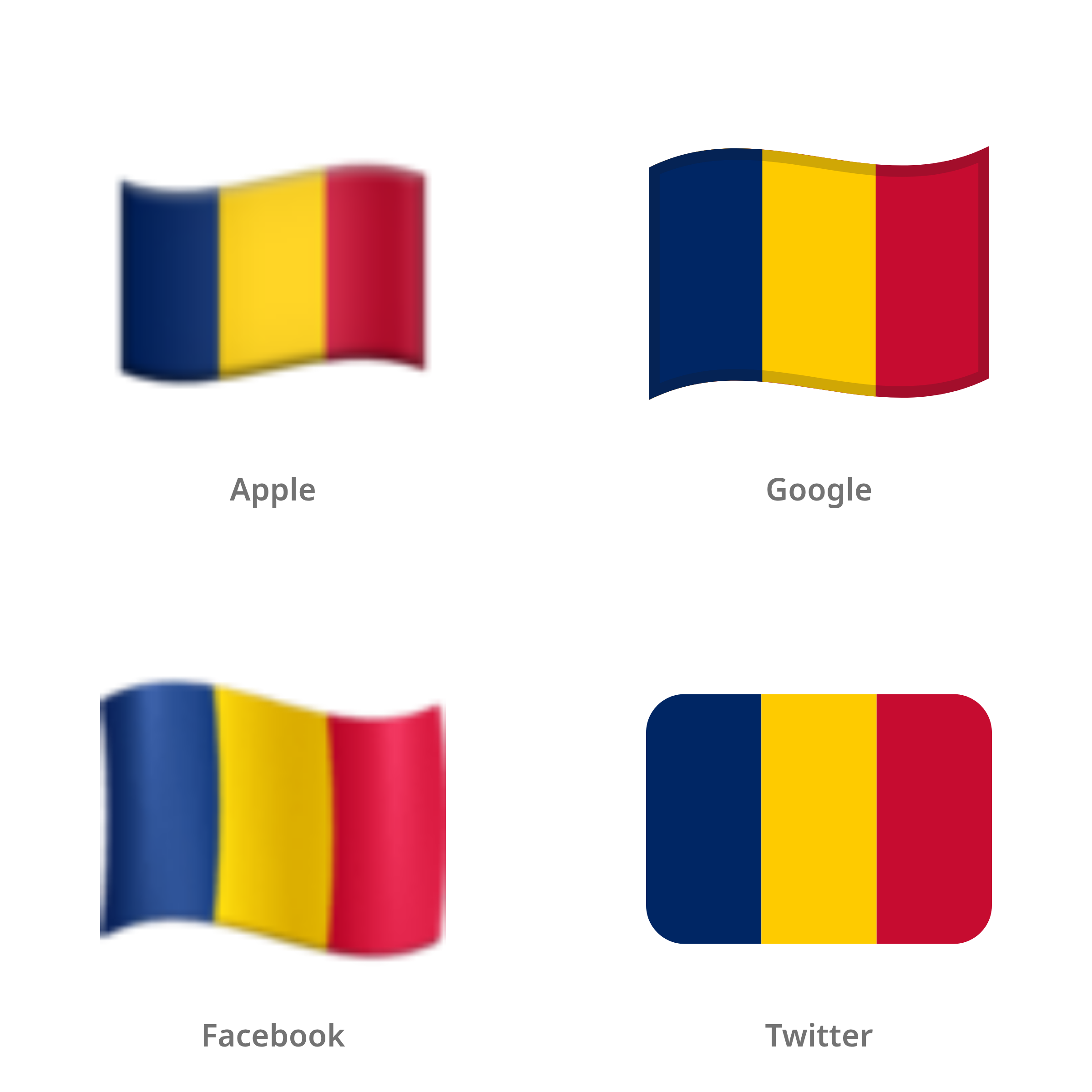 De emoji vlag: Tsjaad in Apple-, Google-, Facebook- en Twitter-stijl